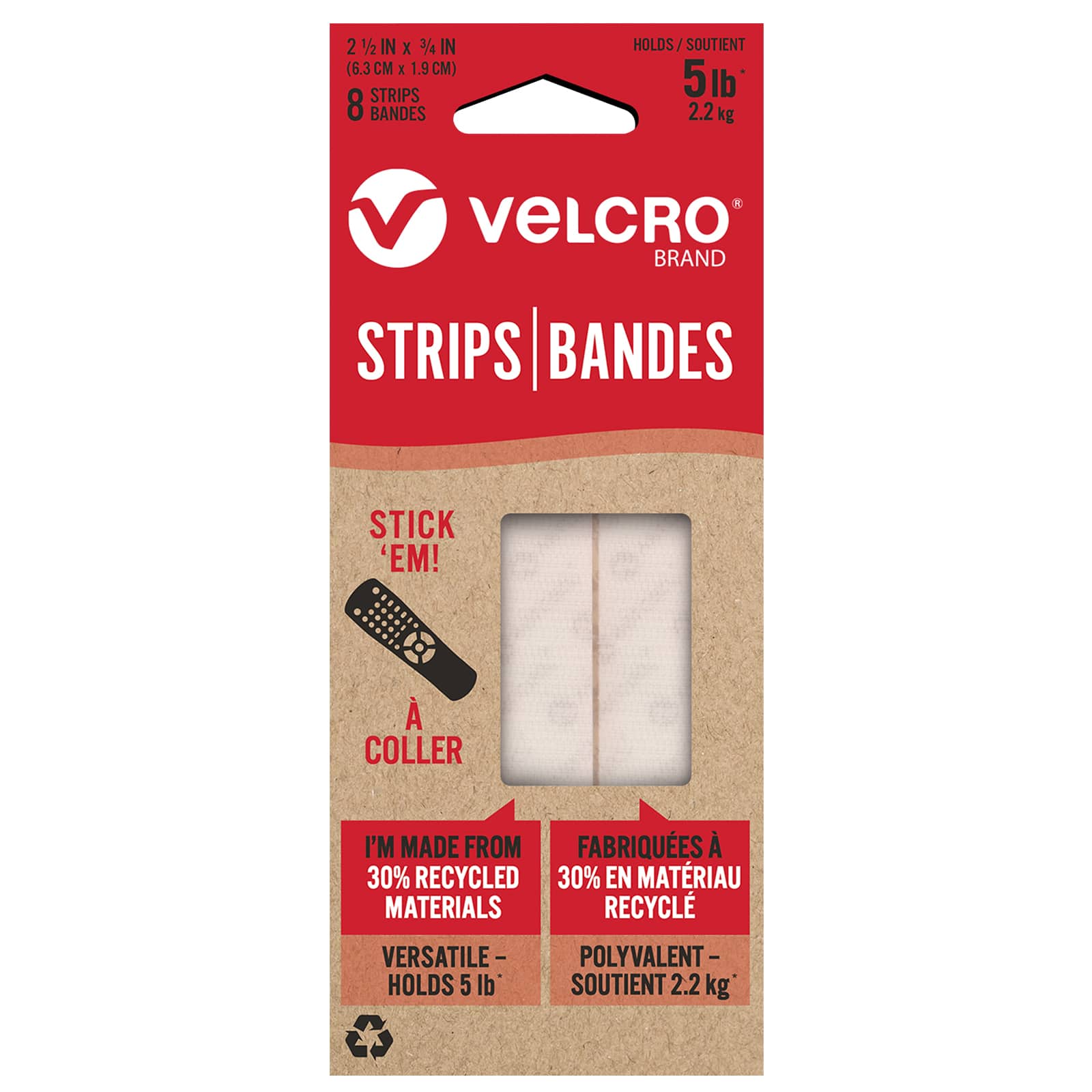 12 Packs: 8 ct. (96 total) VELCRO&#xAE; Brand Recycled Strips
