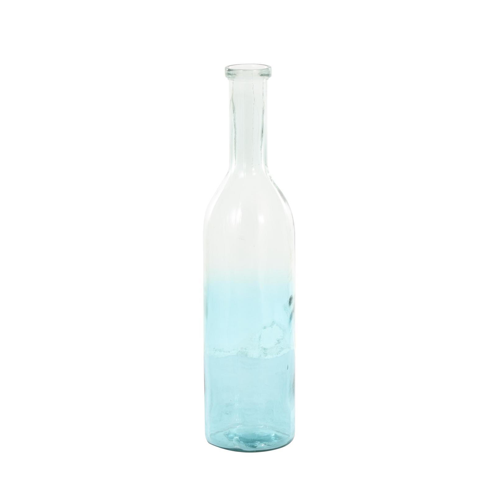 Teal Recycled Glass Handmade Tall Ombre Floor Vase