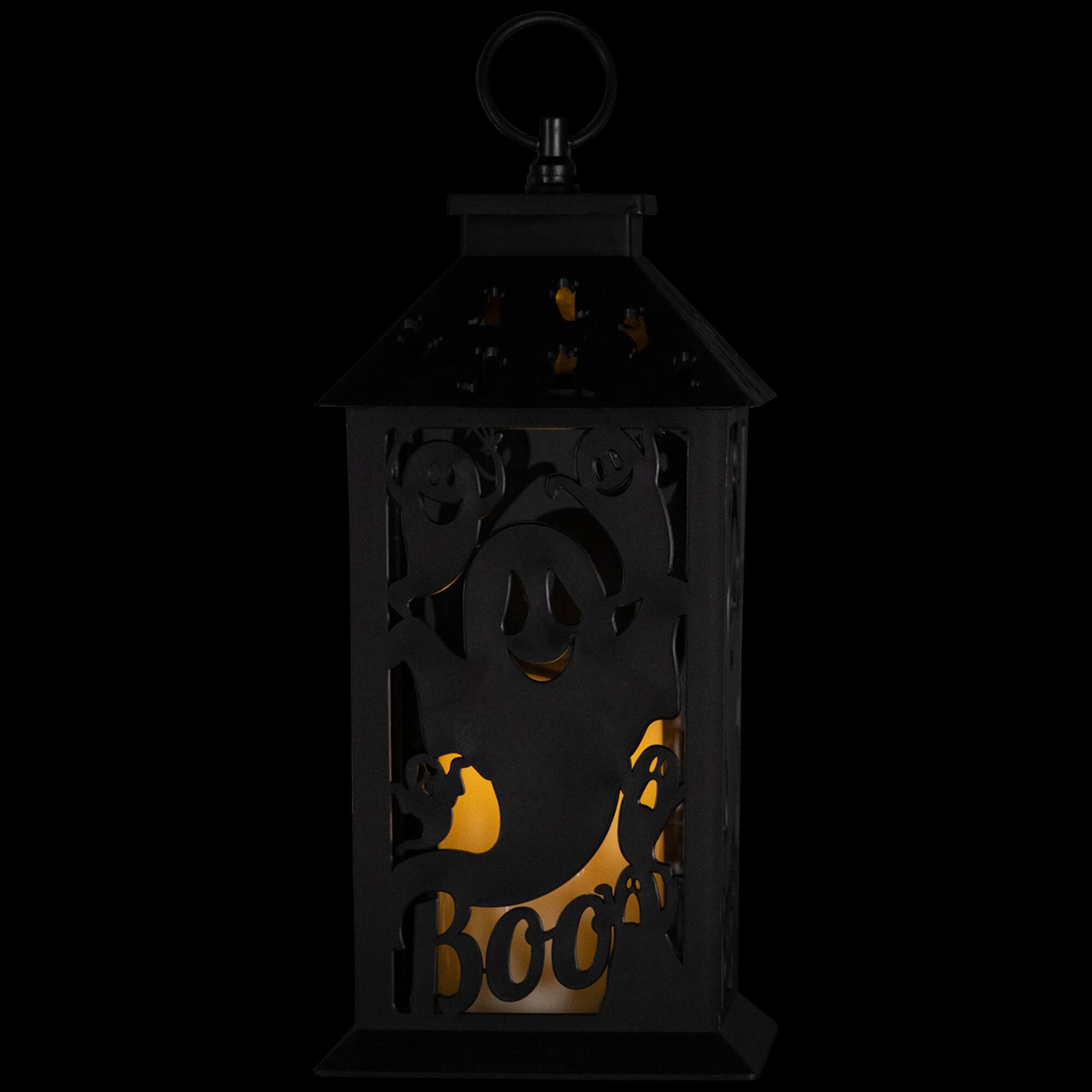 11" Black Ghosts Halloween LED Candle Lantern