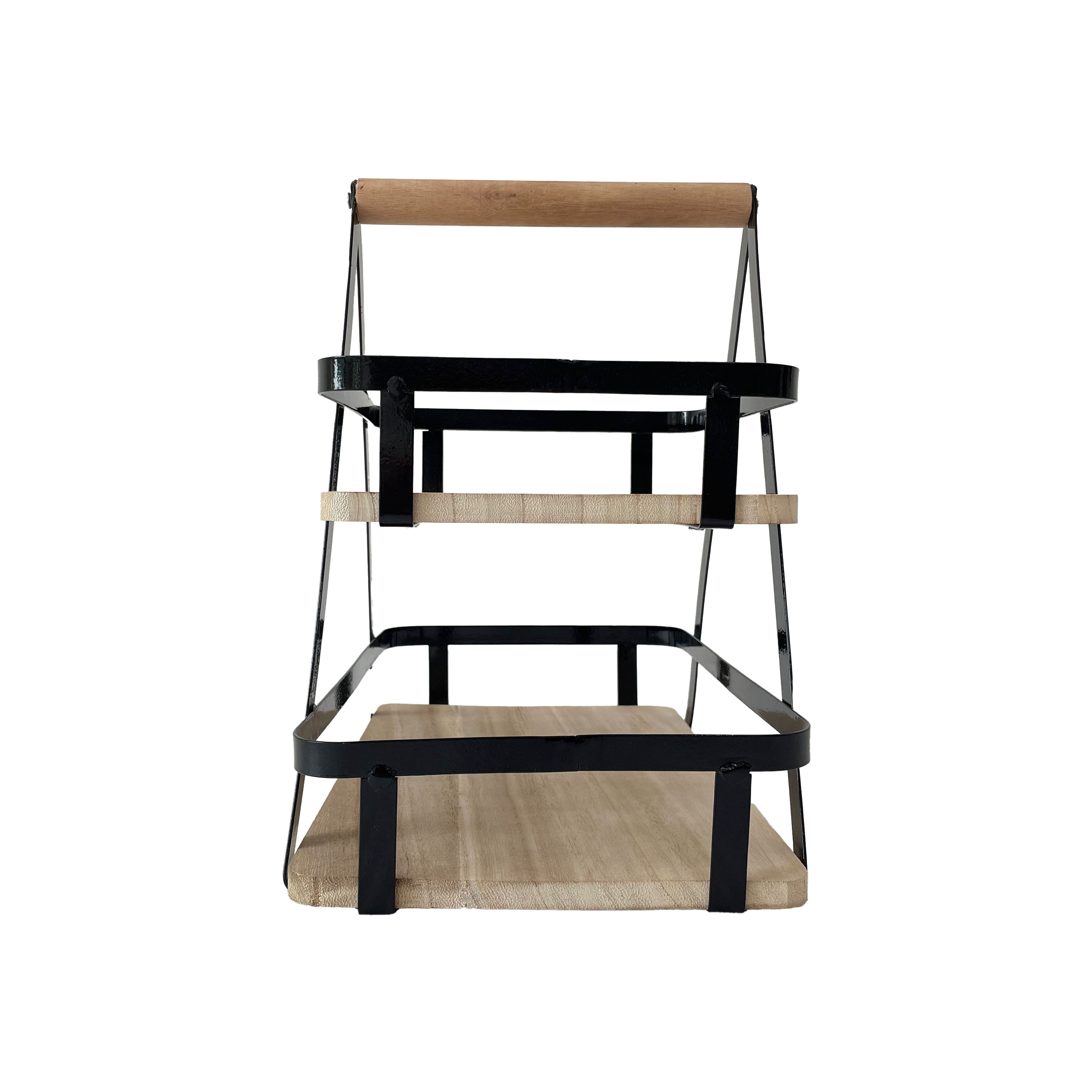 12&#x22; Wood &#x26; Metal 2-Tier Tray by Ashland&#xAE;