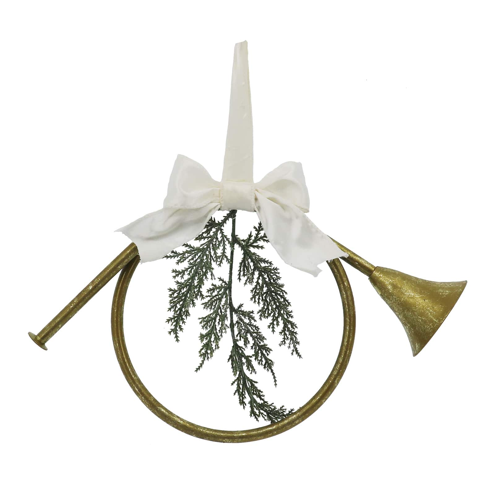 13" Gold Christmas Horn Wall Accent with White Bow by Ashland®