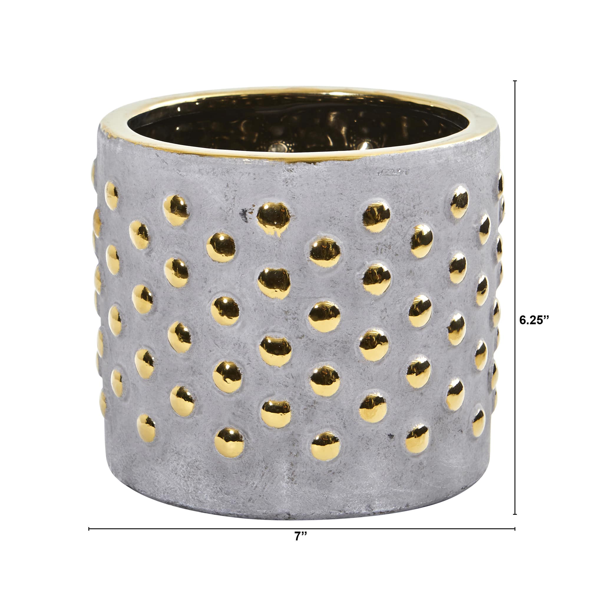 6&#x22; Regal Stone Hobnail Planter with Gold Accents