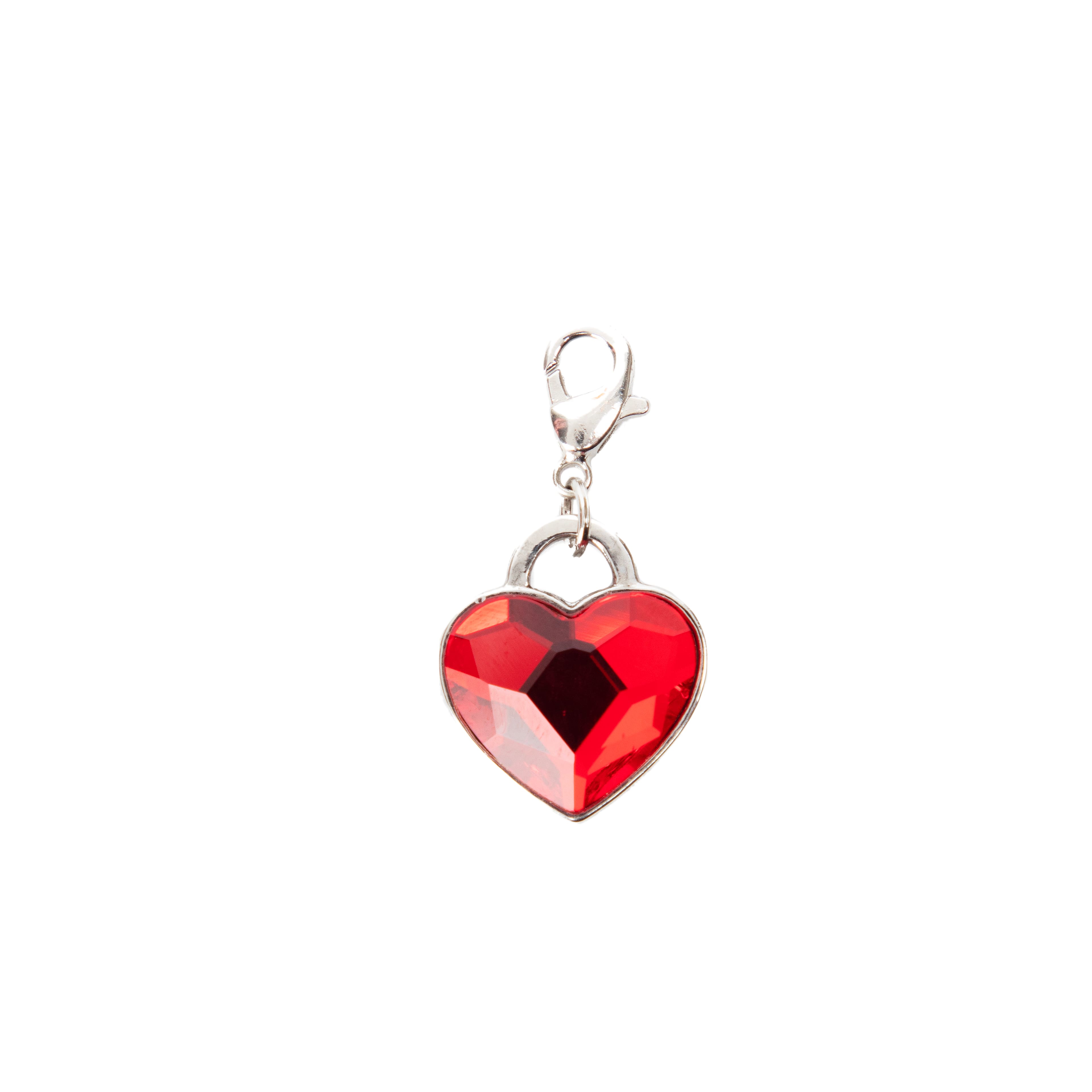 Double-Sided Red Austrian Crystal &#x26; Silver Filigree Heart Lock Charm by Bead Landing&#x2122;