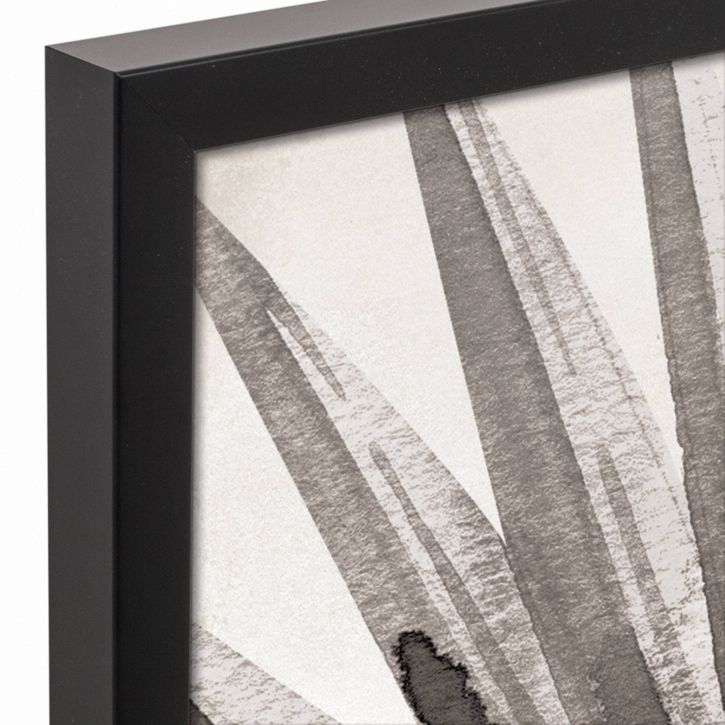Beige Watercolor Palm Canvas Wall Art in Black Frame