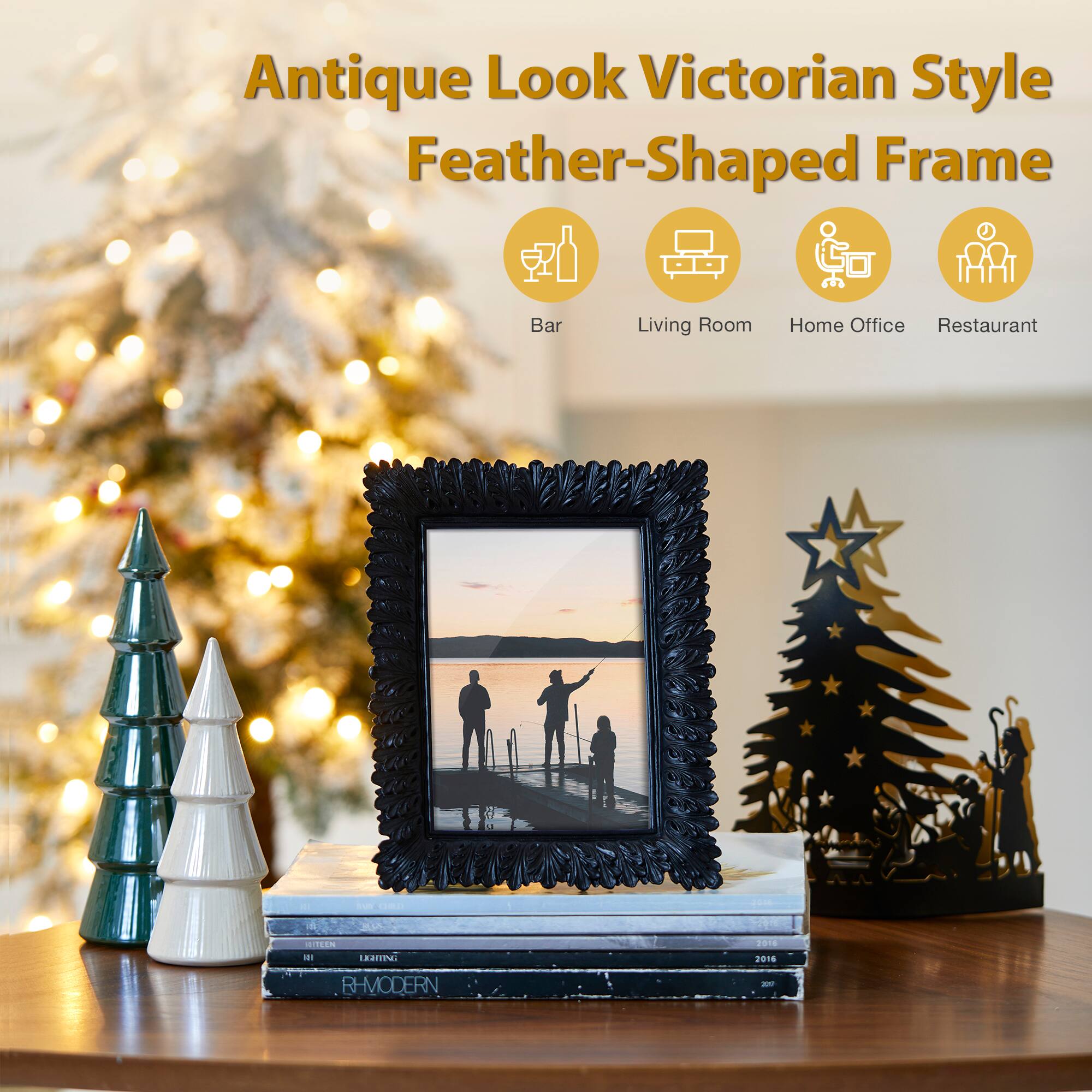 Glitzhome&#xAE; 5&#x22; x 7&#x22; Black Scoop abletop Picture Frame