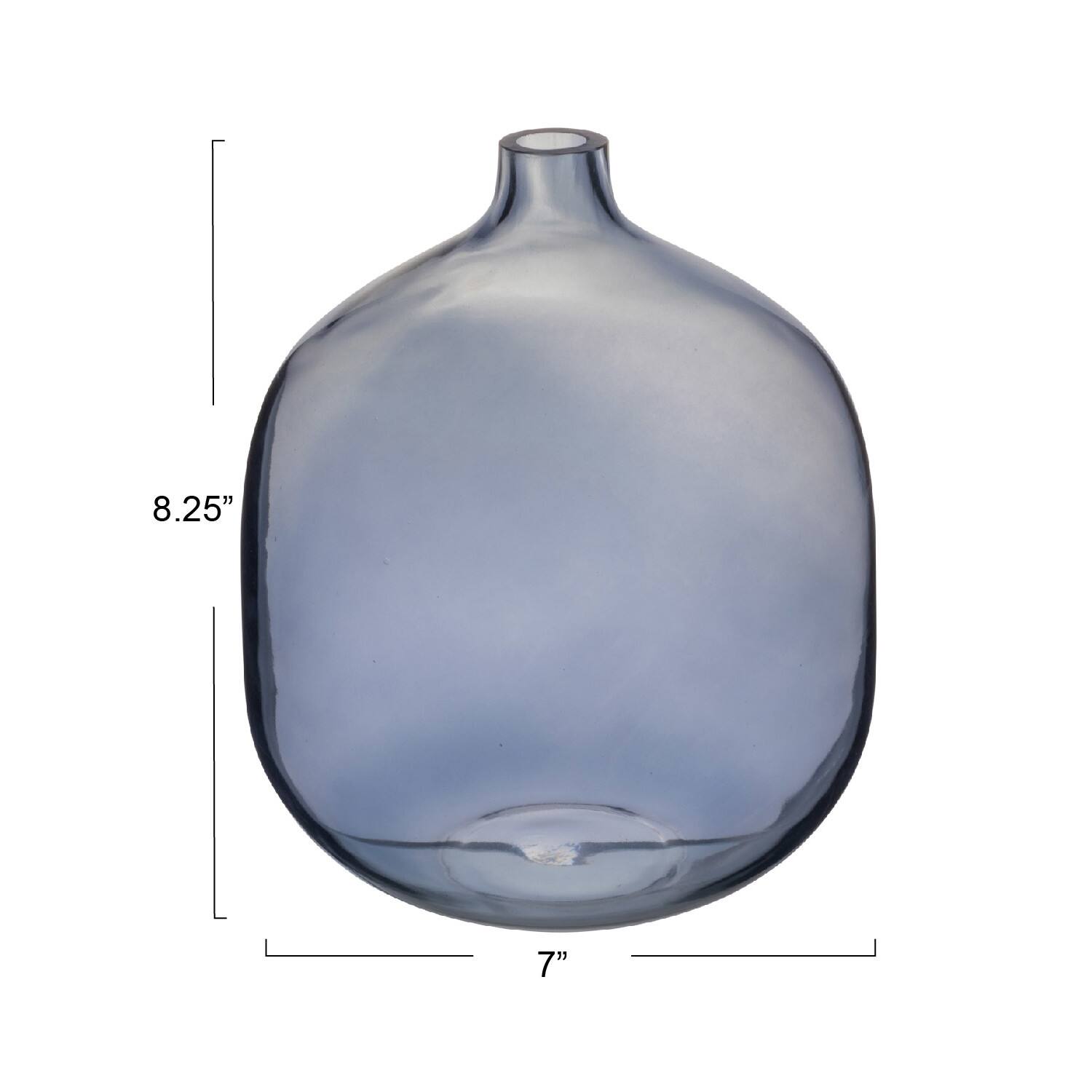 Hello Honey® 8" Blue Modern Round Tinted Glass Vase