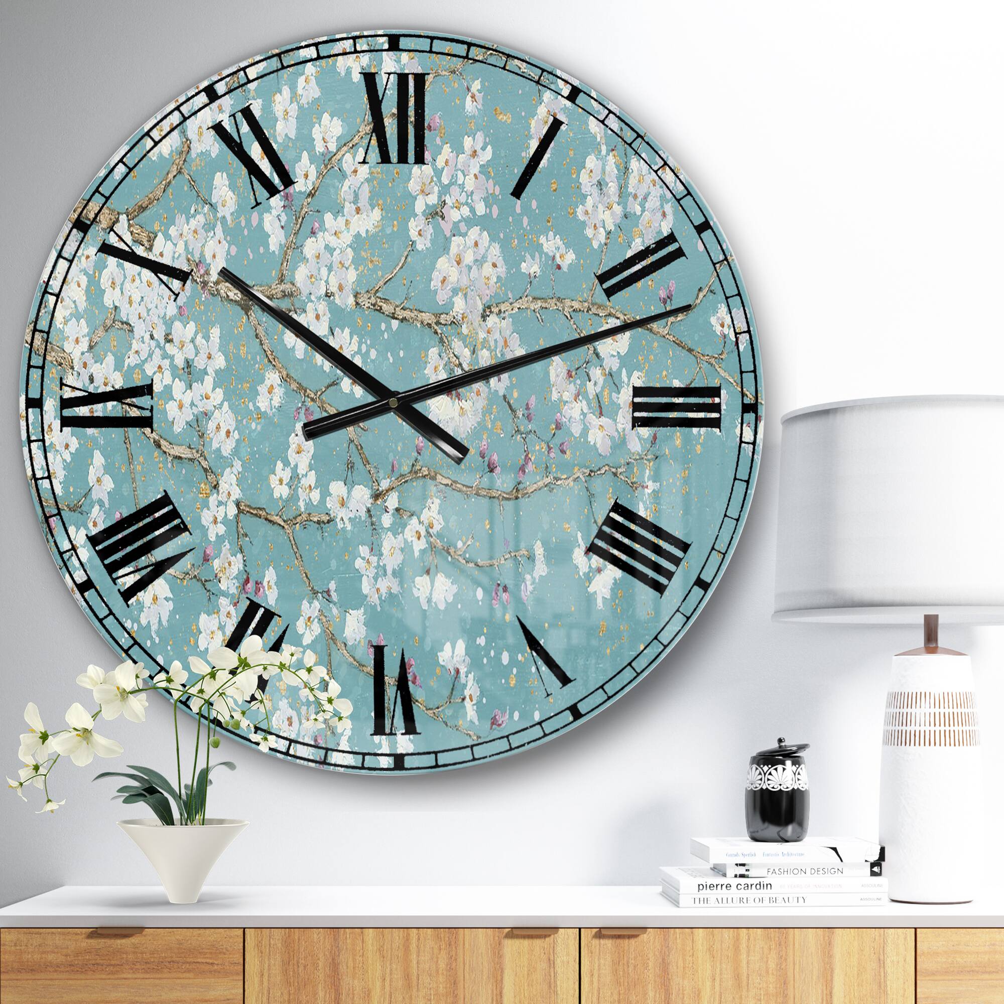Designart Blue April Tree Wall Clock