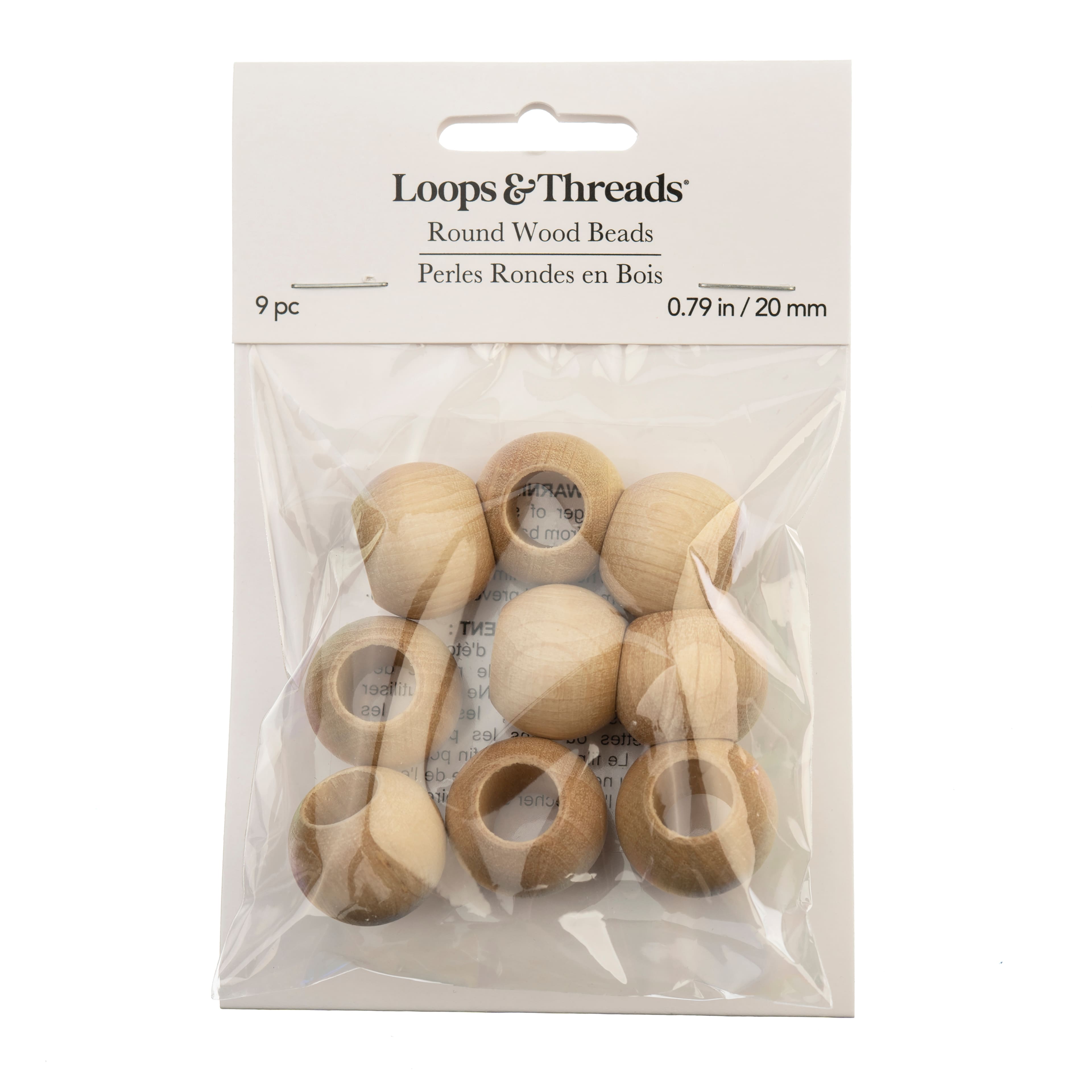 20mm Cream Round Wood Beads, 9ct. by Loops &#x26; Threads&#xAE;