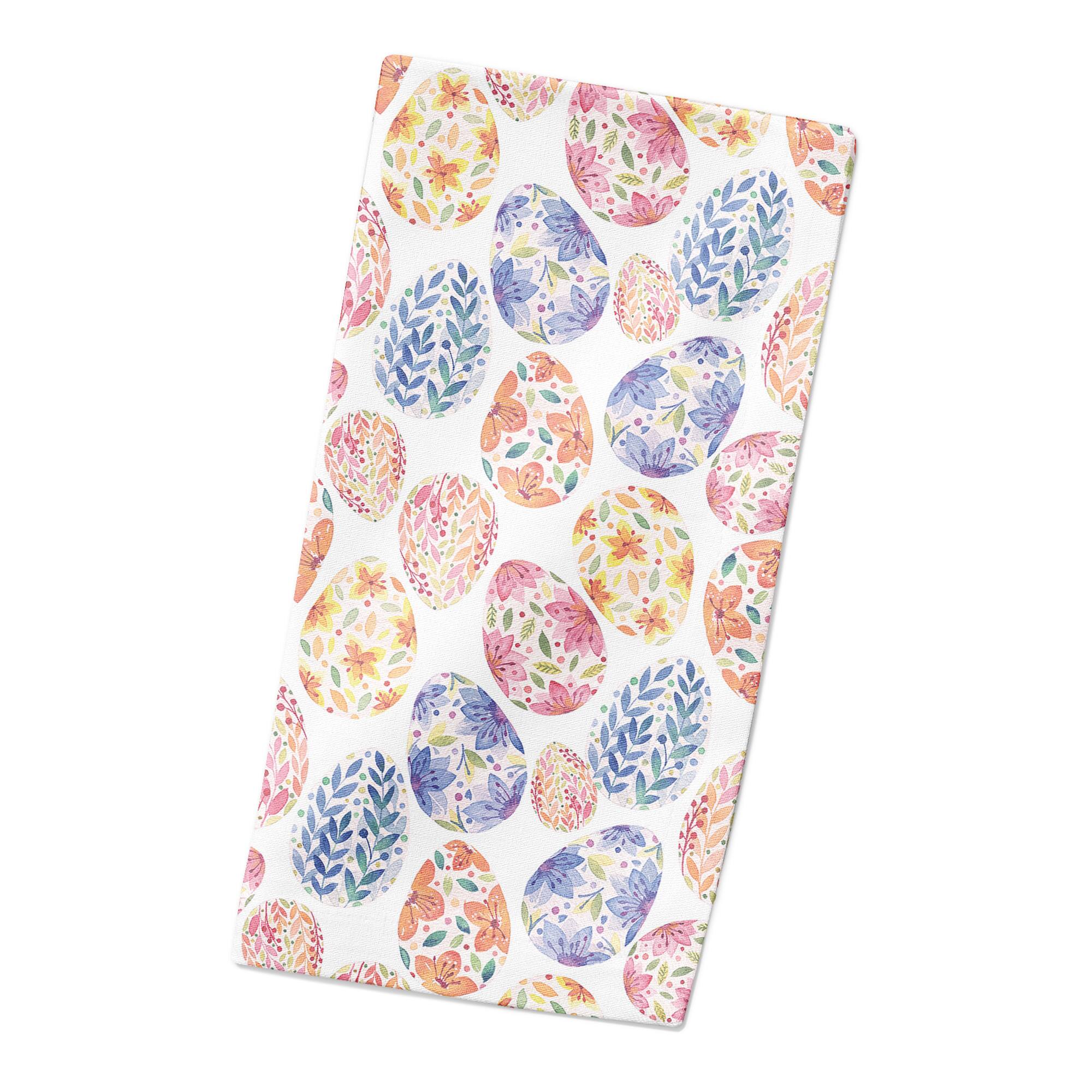 Colorful Floral Easter Eggs 10&#x22; x 10&#x22; Cotton Twill Napkin