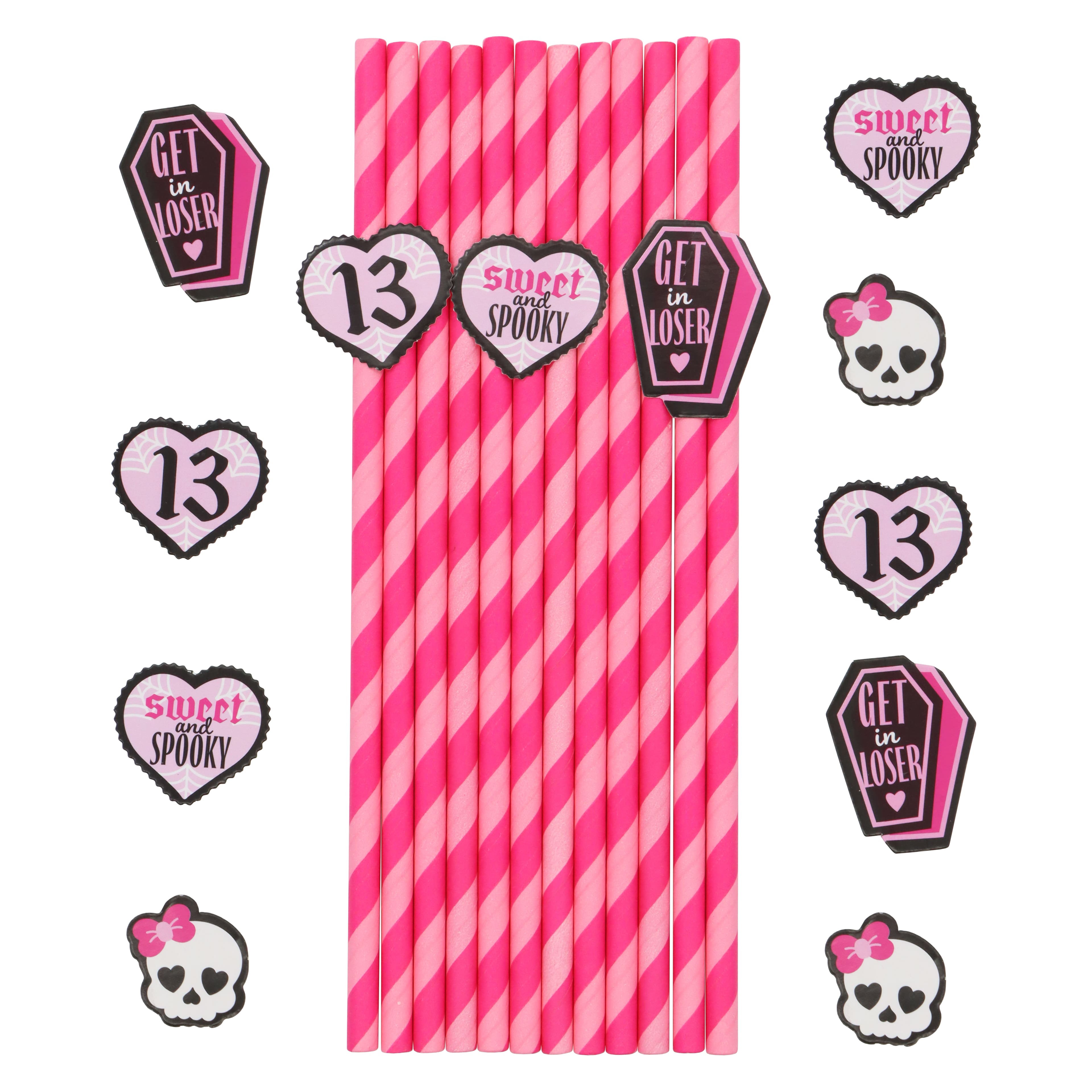 7.5&#x22; Pink &#x26; White Paper Straws, 12ct. by Makery&#x2122;