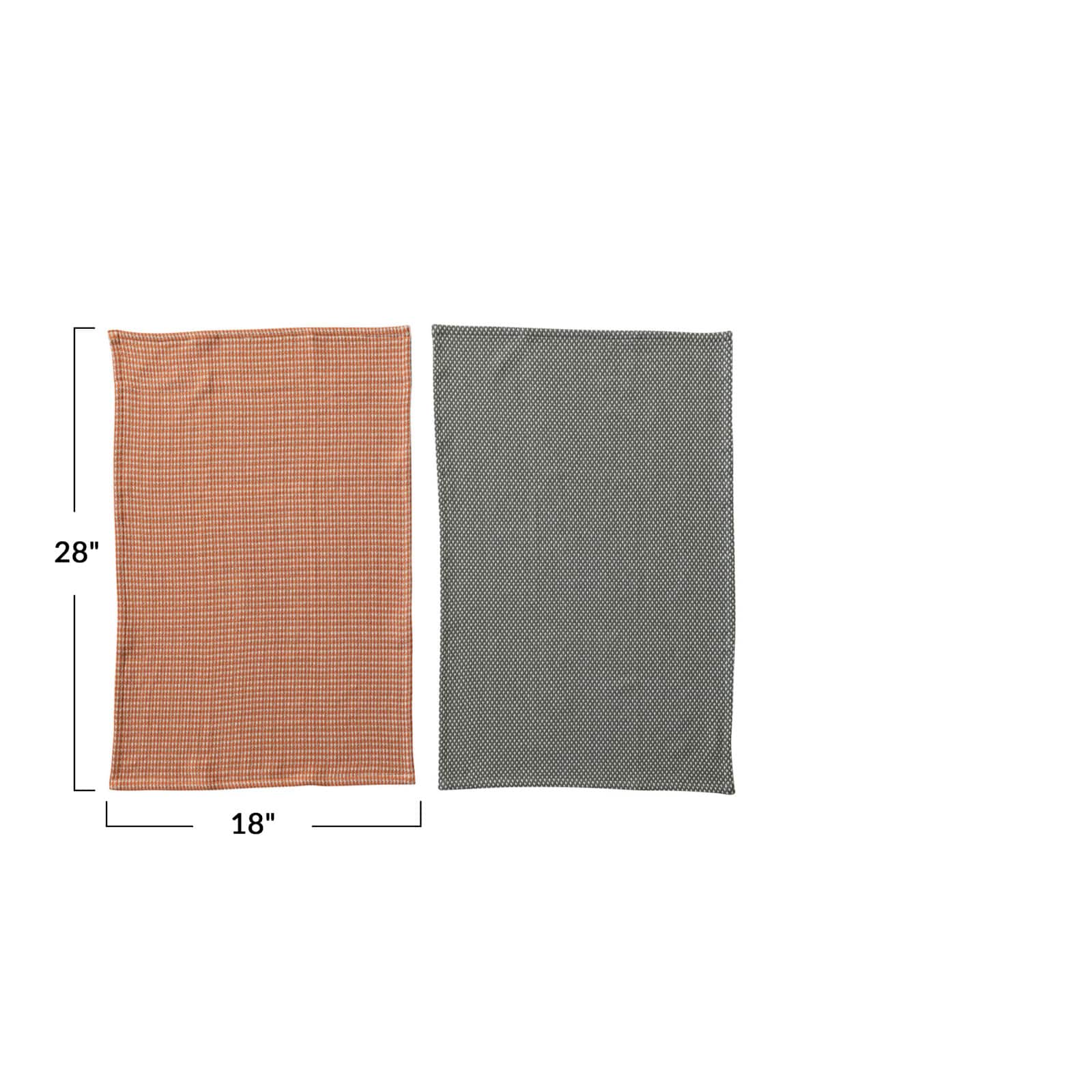 Hello Honey&#xAE; Orange &#x26; Charcoal Woven Cotton Dobby Tea Towel Set