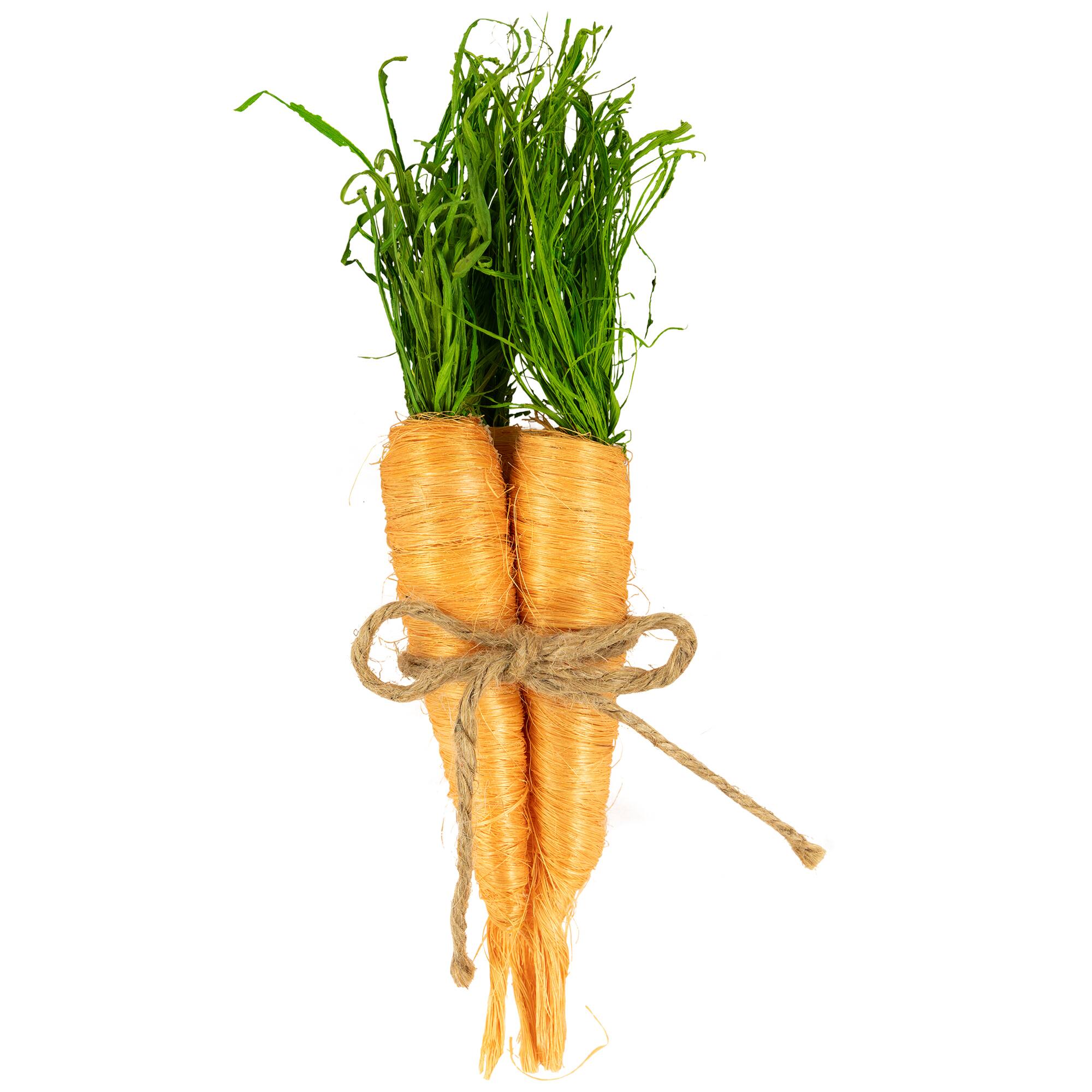 9&#x22; Orange Straw Carrot Easter Decorations Set