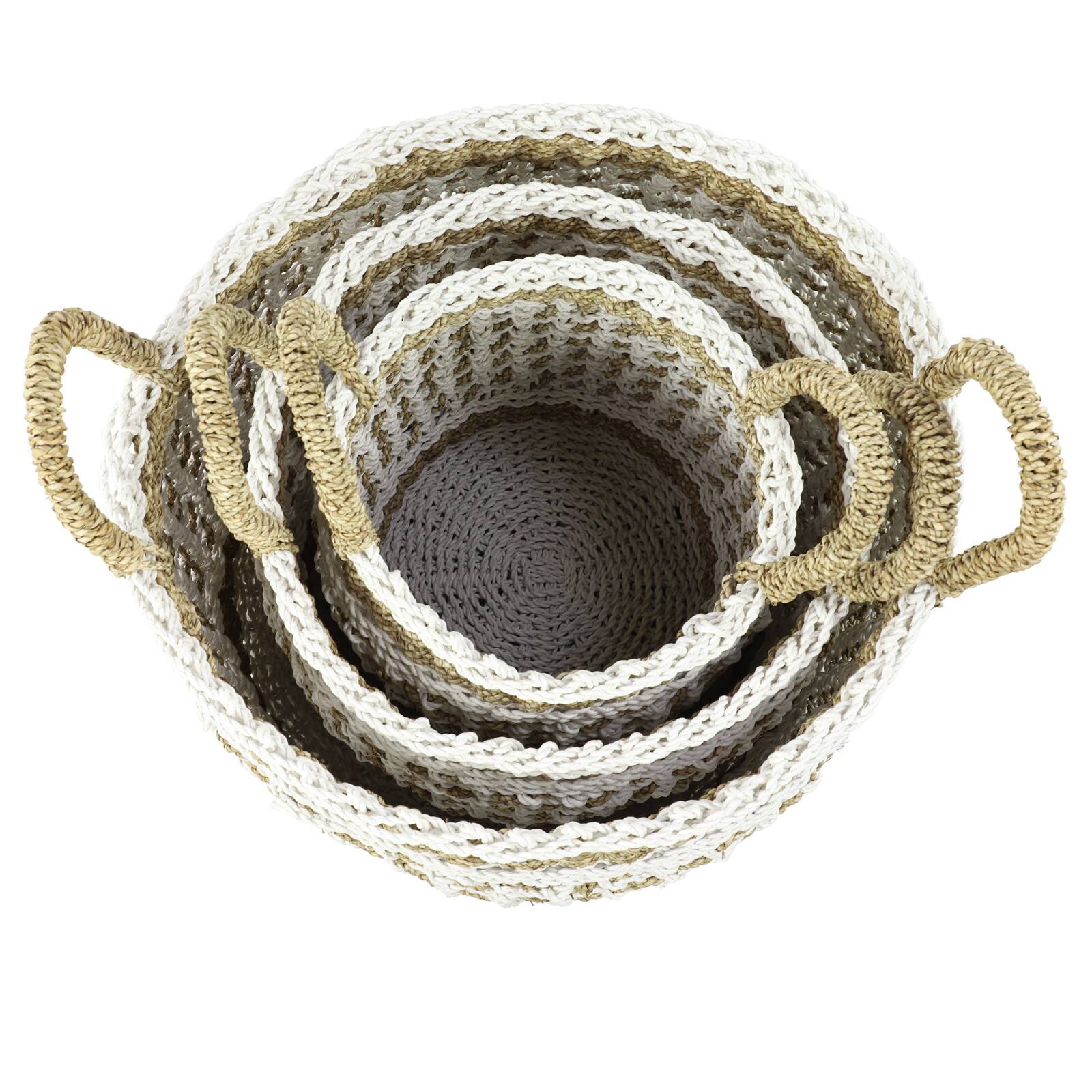 Brown Plastic Vintage Storage Basket Set