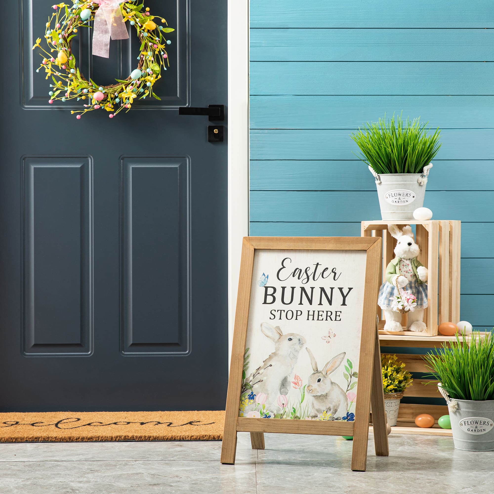 Glitzhome&#xAE; 24&#x22; Easter Wooden Porch Sign