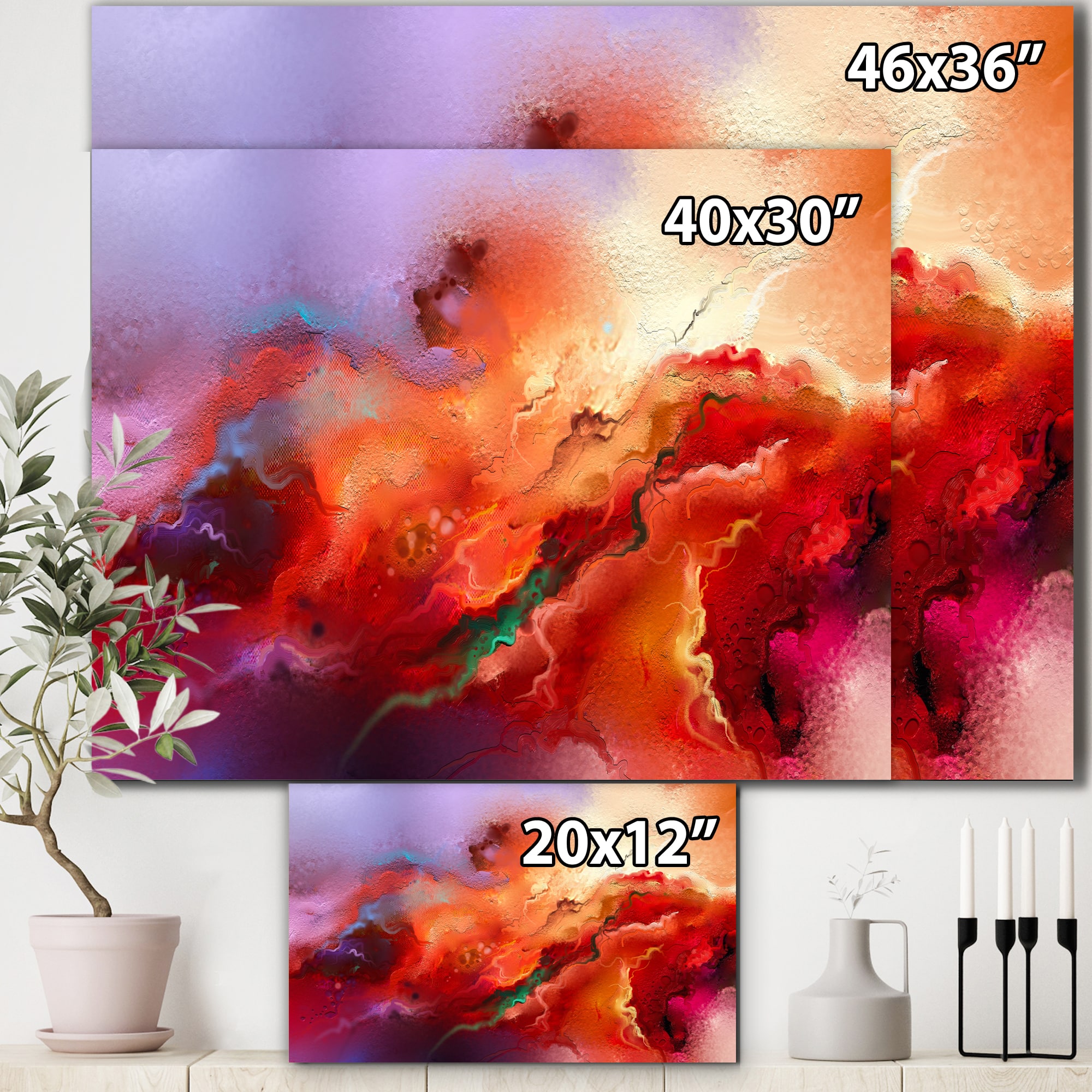Designart - Clouds Of Red Purple And Red - Modern & Contemporary Canvas Wall Art Print