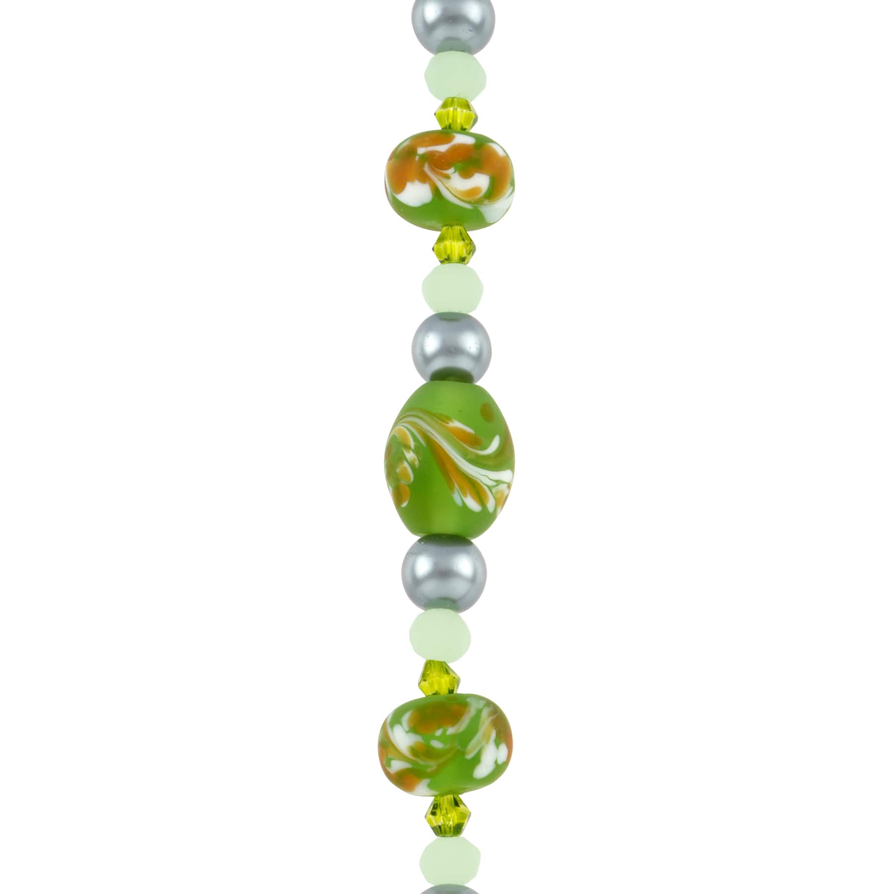 12 Pack: Green Lampwork Glass Swirl Rondelle & Oval Beads by Bead Landing™