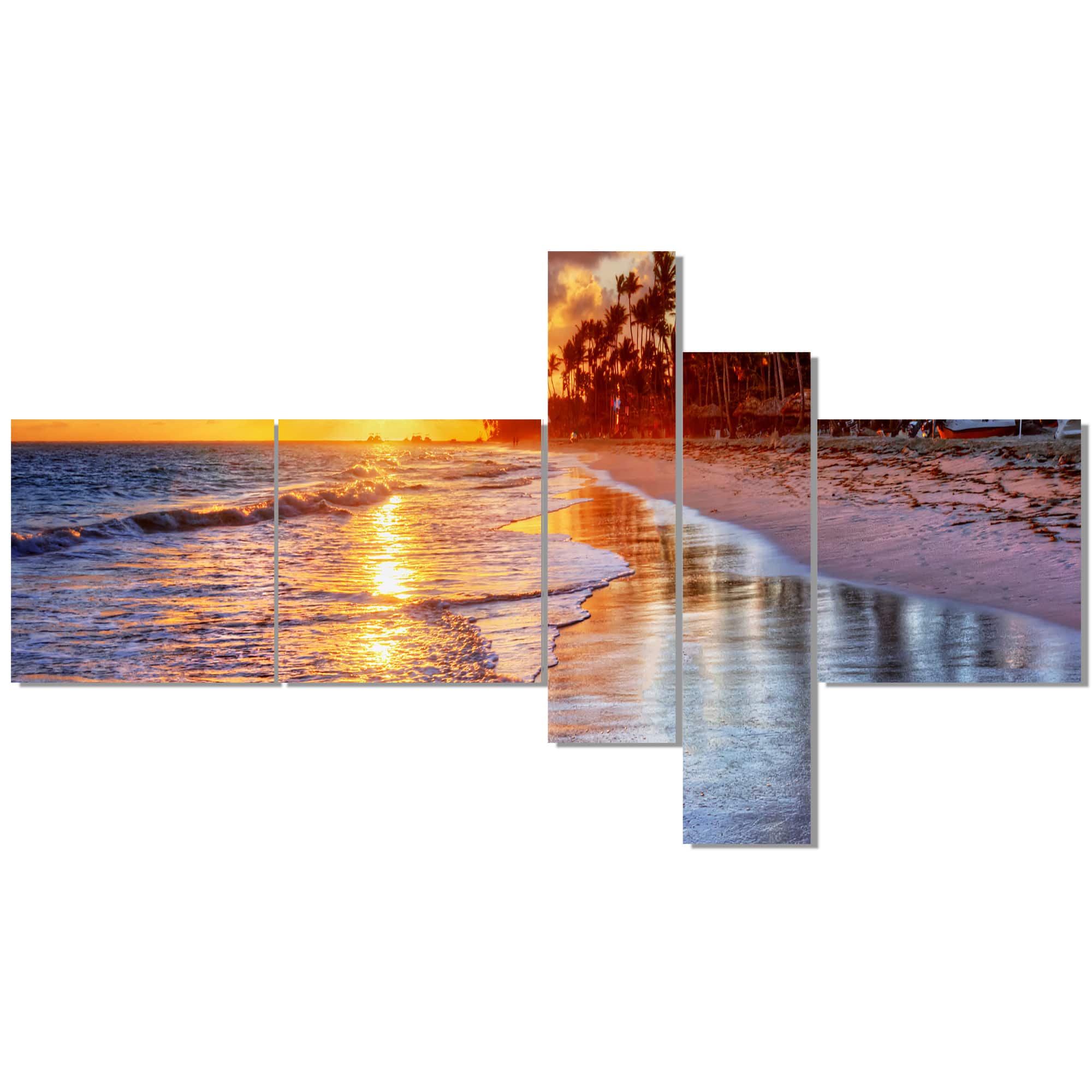 Designart - Beach Side Resort With Palm Trees - Seashore Canvas Art Print