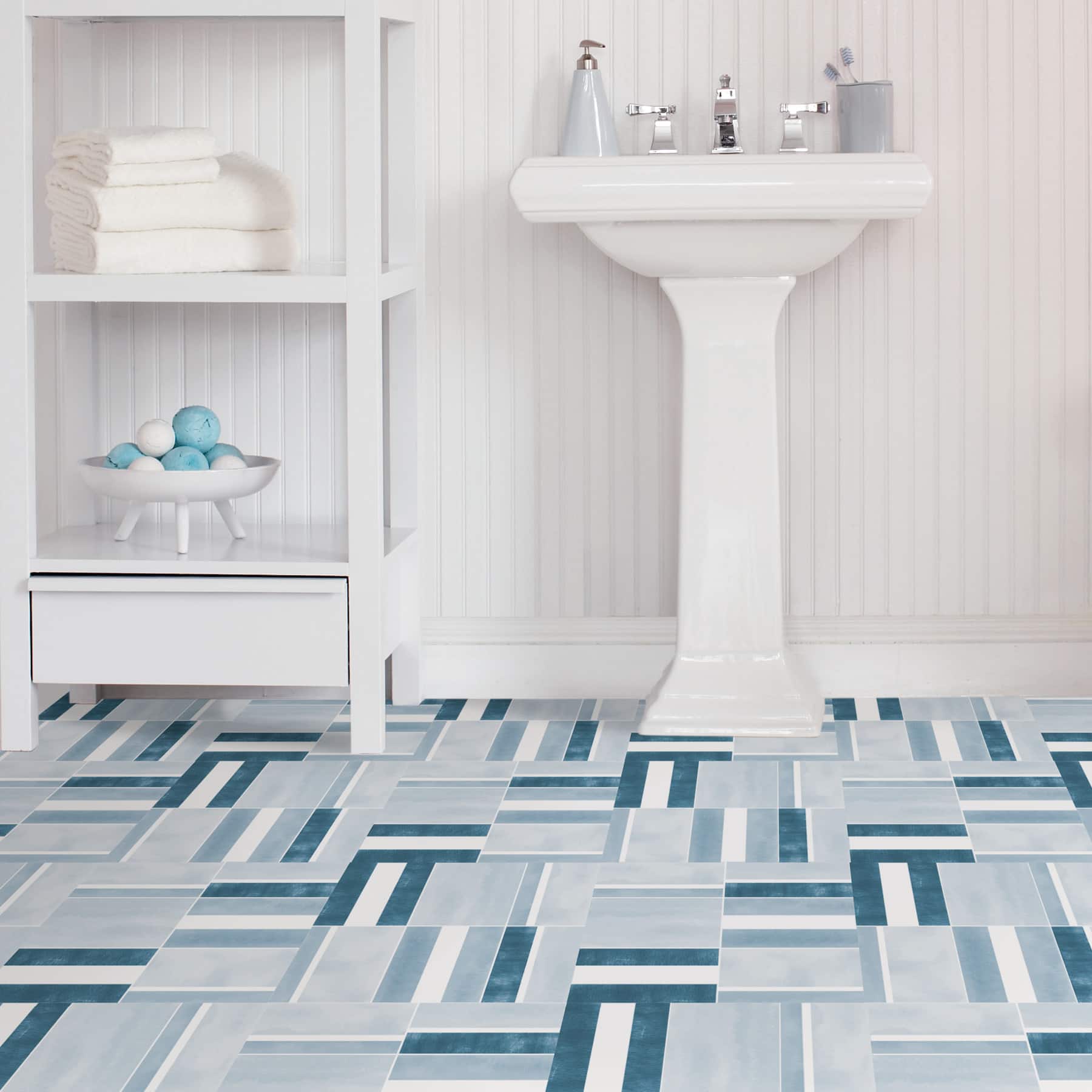 FloorPops Azure Peel &#x26; Stick Floor Tiles