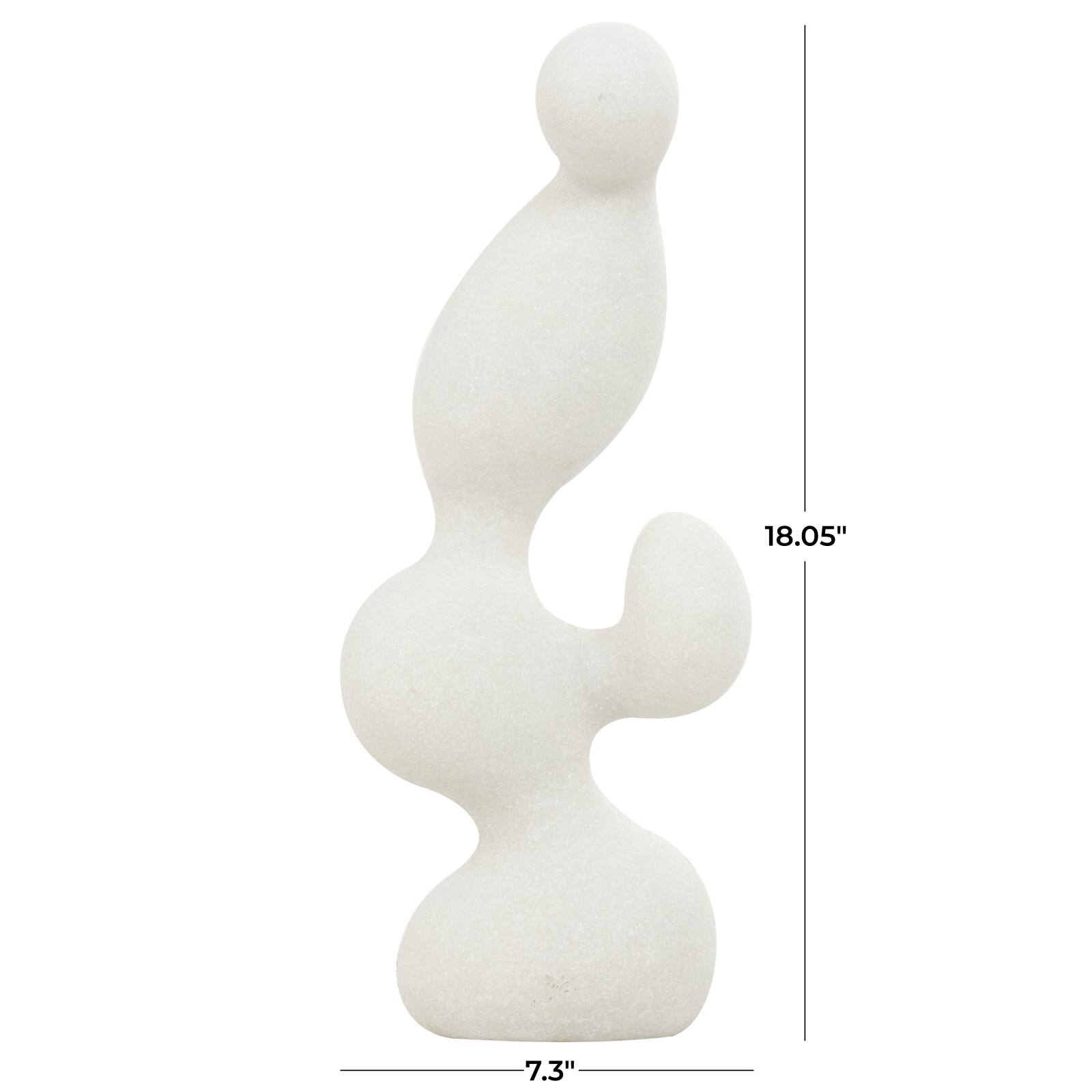 18" White Polystone Abstract Curved Shaped Sculpture Décor