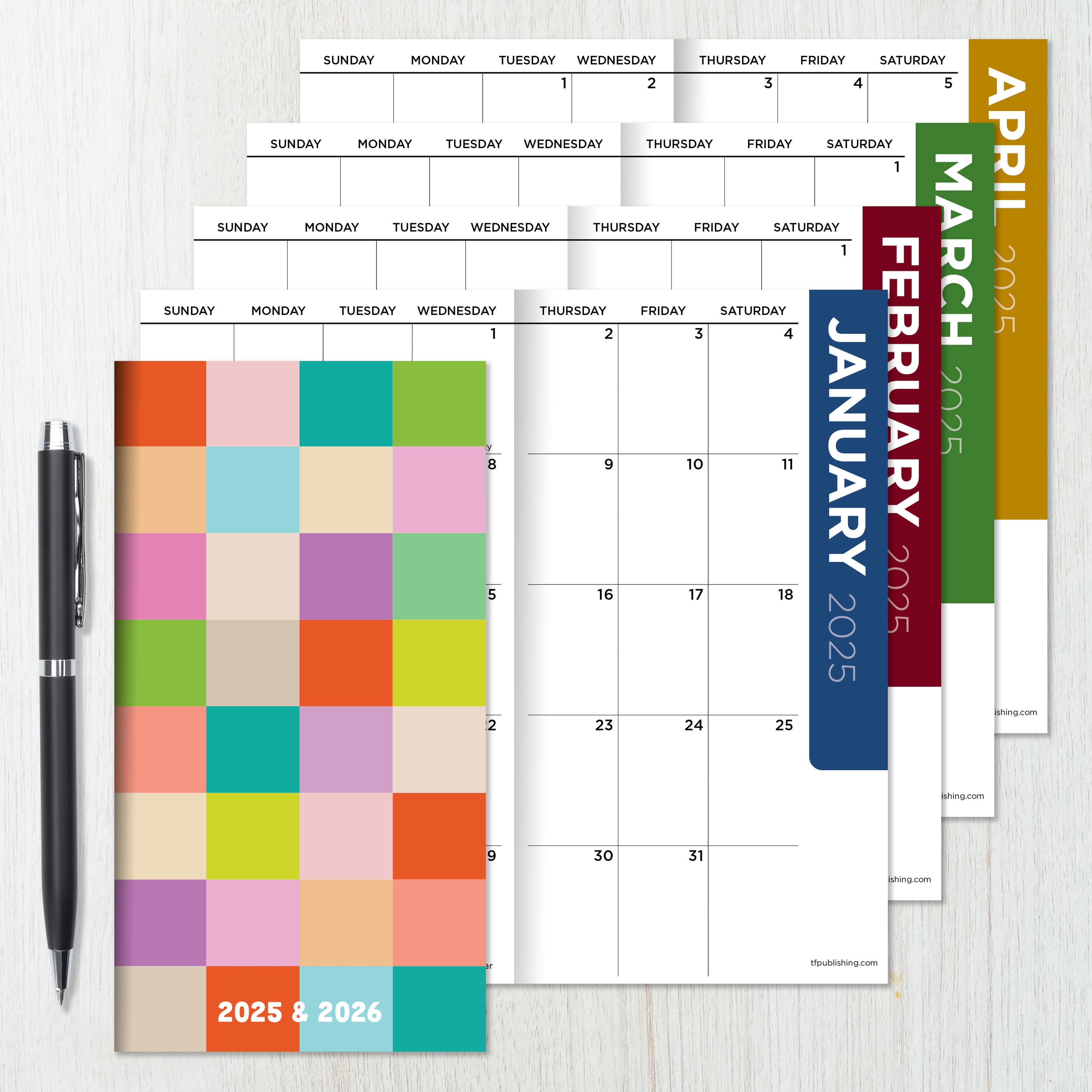 TF Publishing 2025-2026 Small Check Your Colors Monthly Pocket Planner