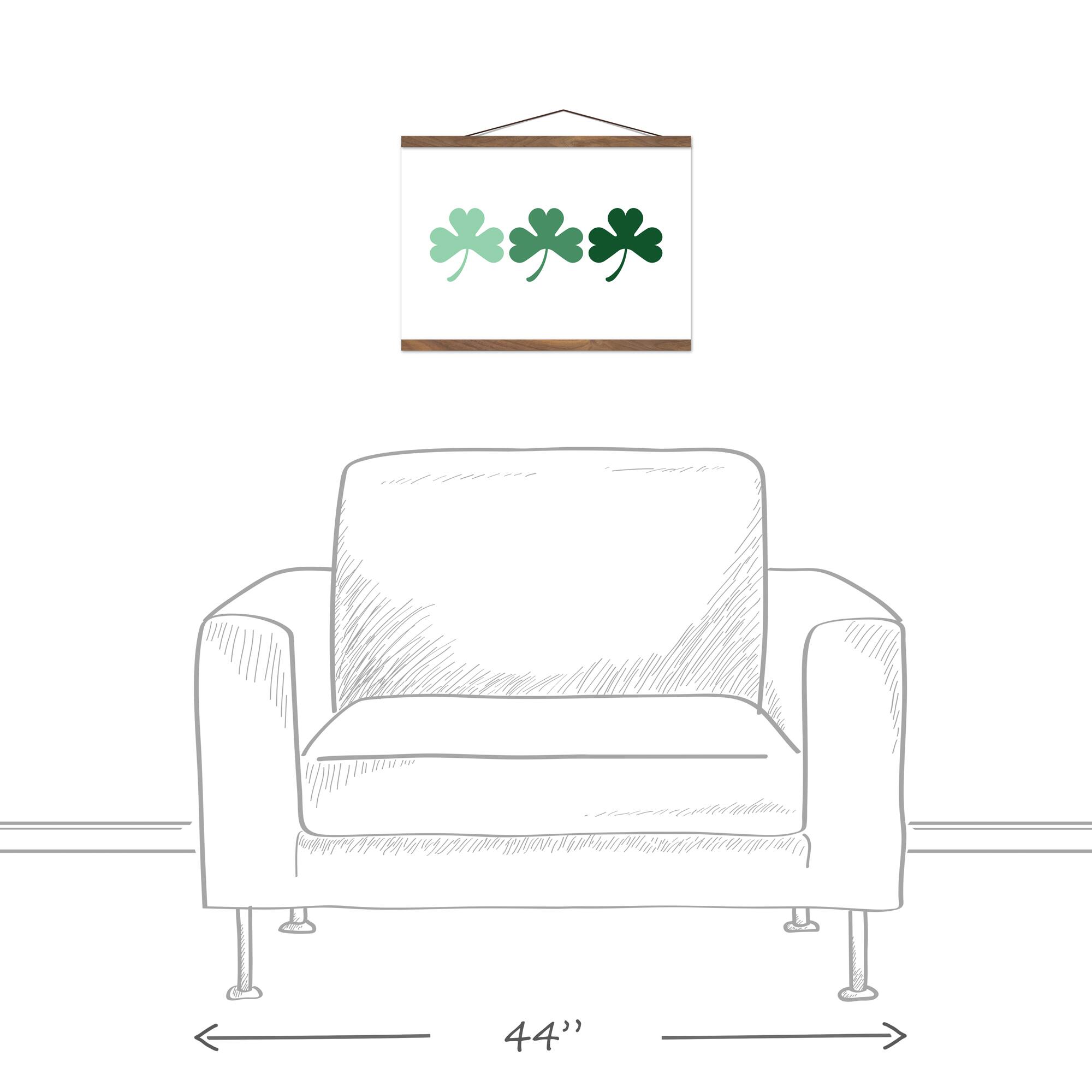 Ombre Shamrock Horizontal Hanging Canvas 16&#x22; x 20&#x22; Teak Hanging Canvas
