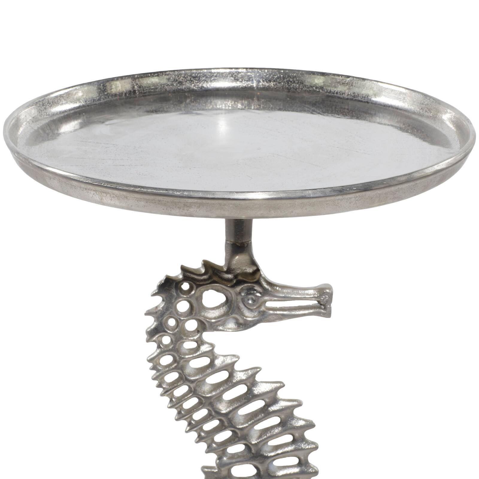 Silver Aluminum Coastal Accent Table