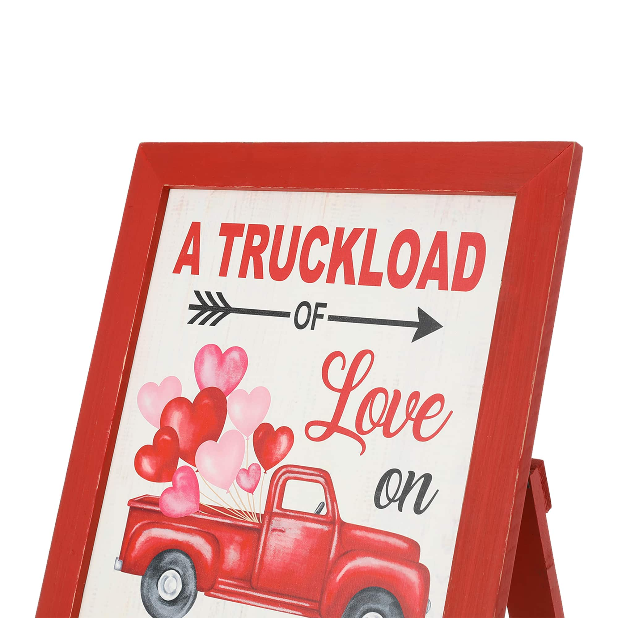 Glitzhome&#xAE; 24&#x22; Wooden Valentine&#x27;s Truck Standing Porch Sign