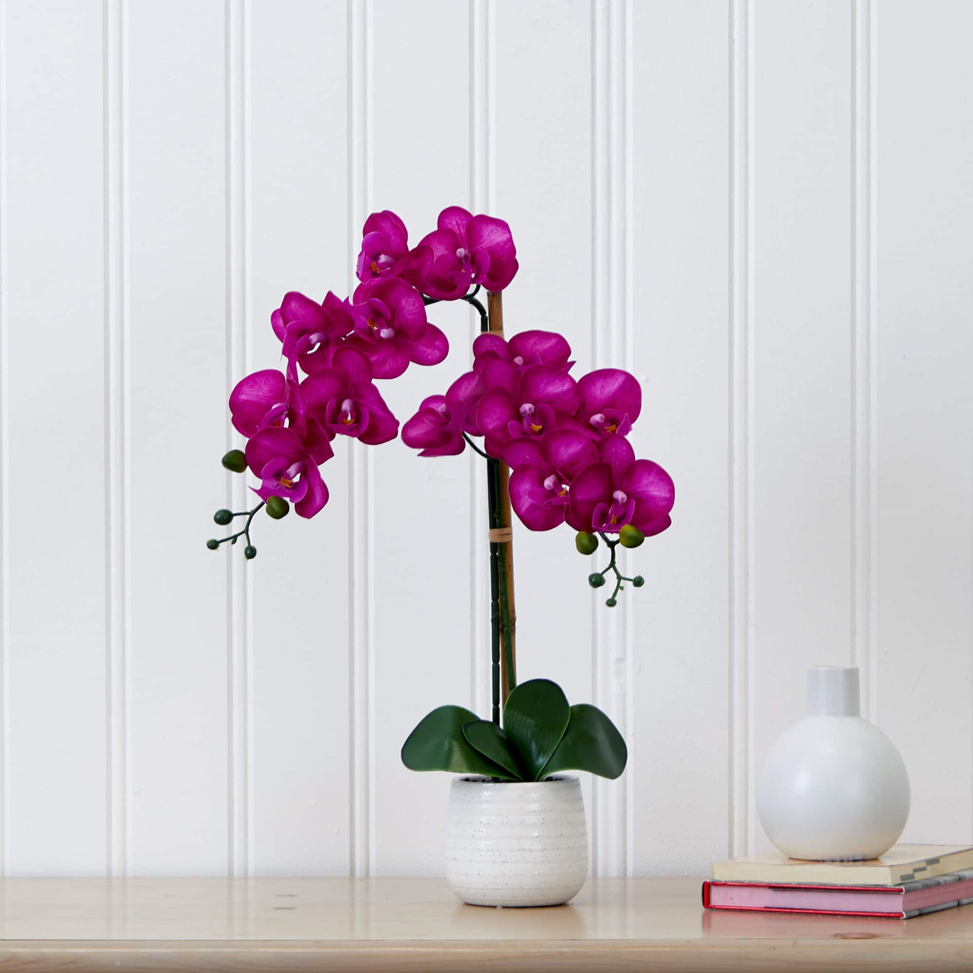 19&#x22; Artificial Purple Orchid with Decorative Vase