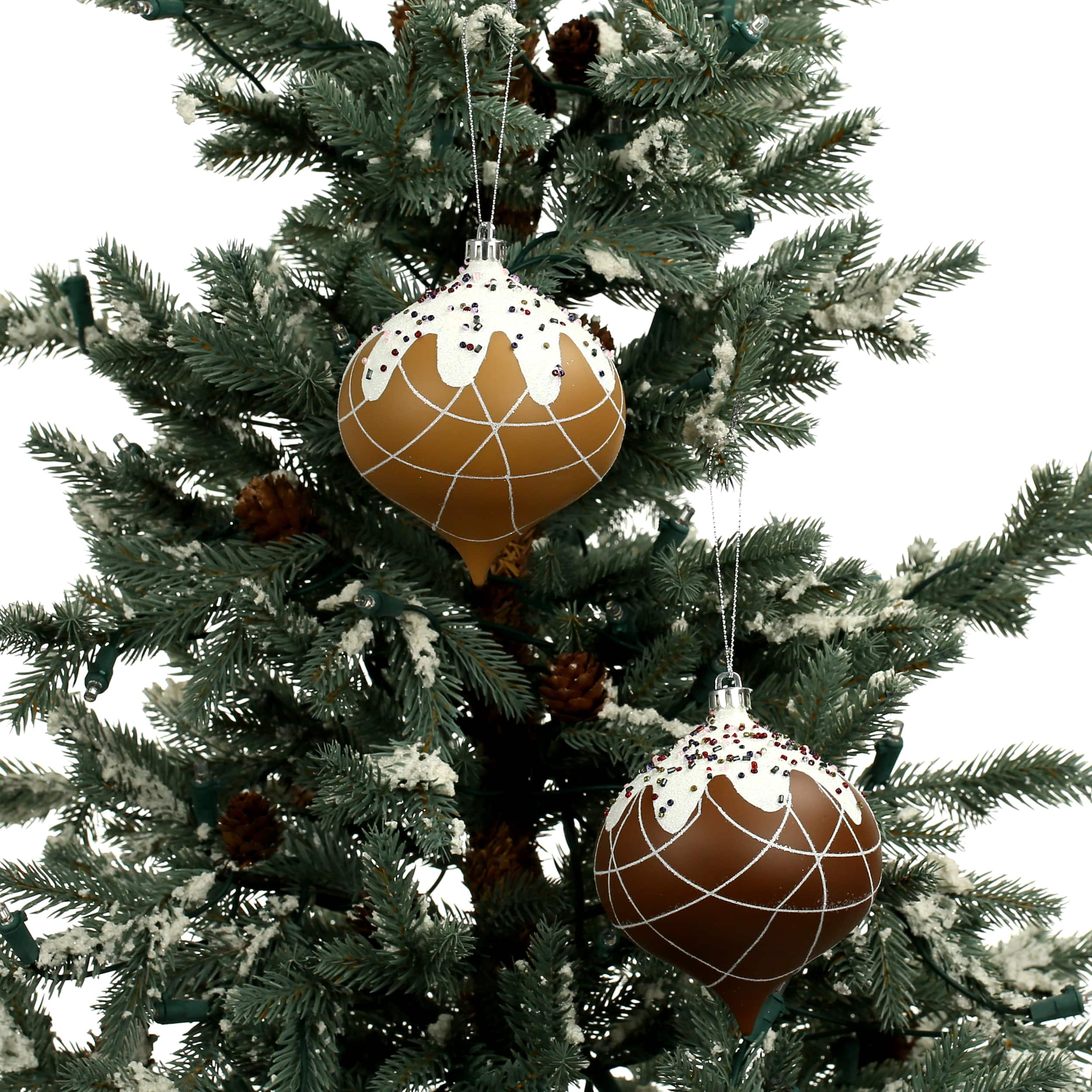 4 Pack 4.7" Gingerbread Sprinkle Shatterproof Onion Ornaments by Ashland®