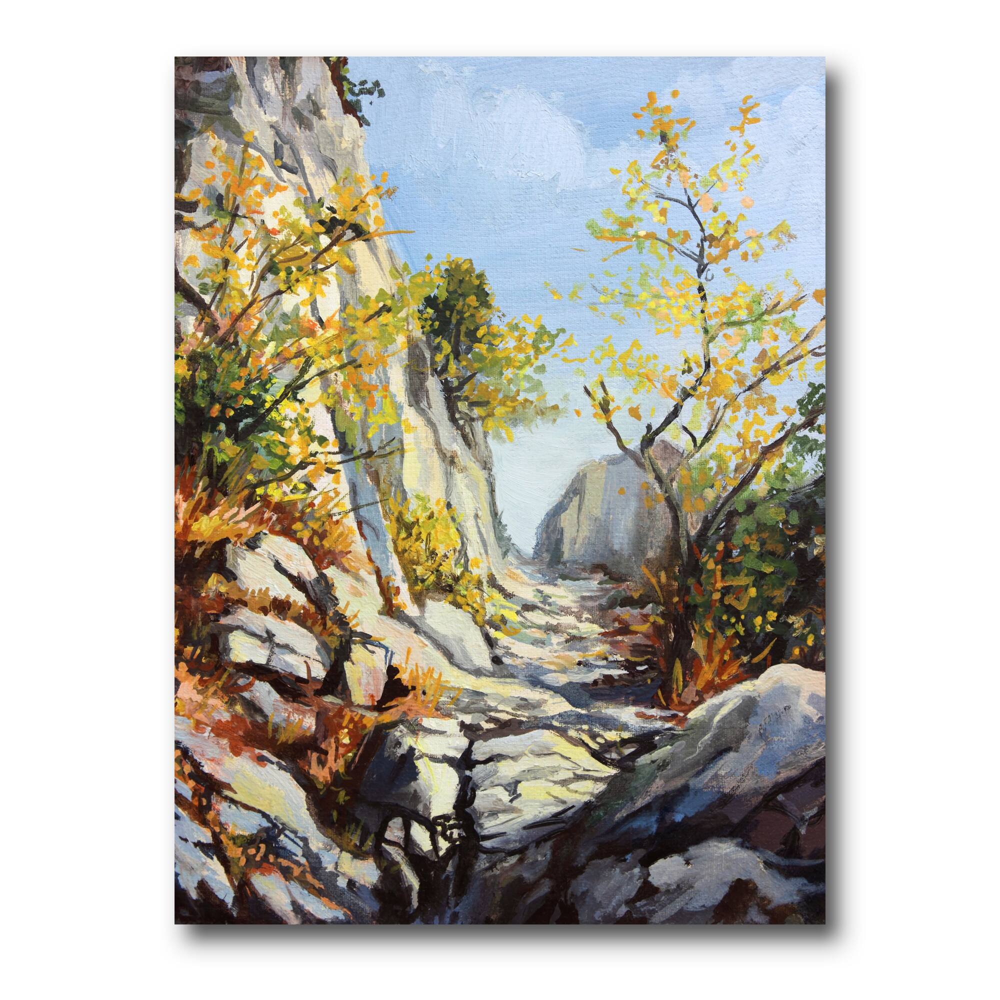 Designart - Marble Path In Autumn - Traditional Canvas Wall Art Print