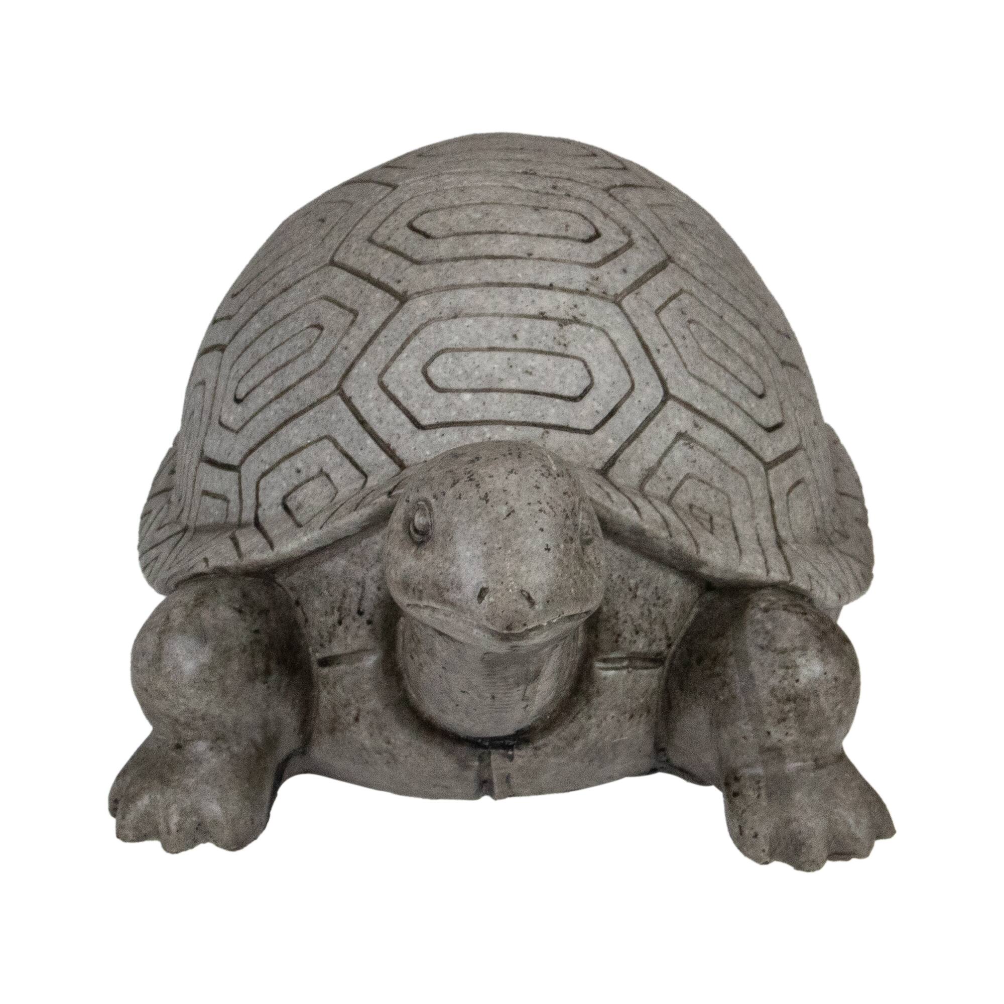 11.75&#x22; Polished Gray Turtle Outdoor Garden Statue