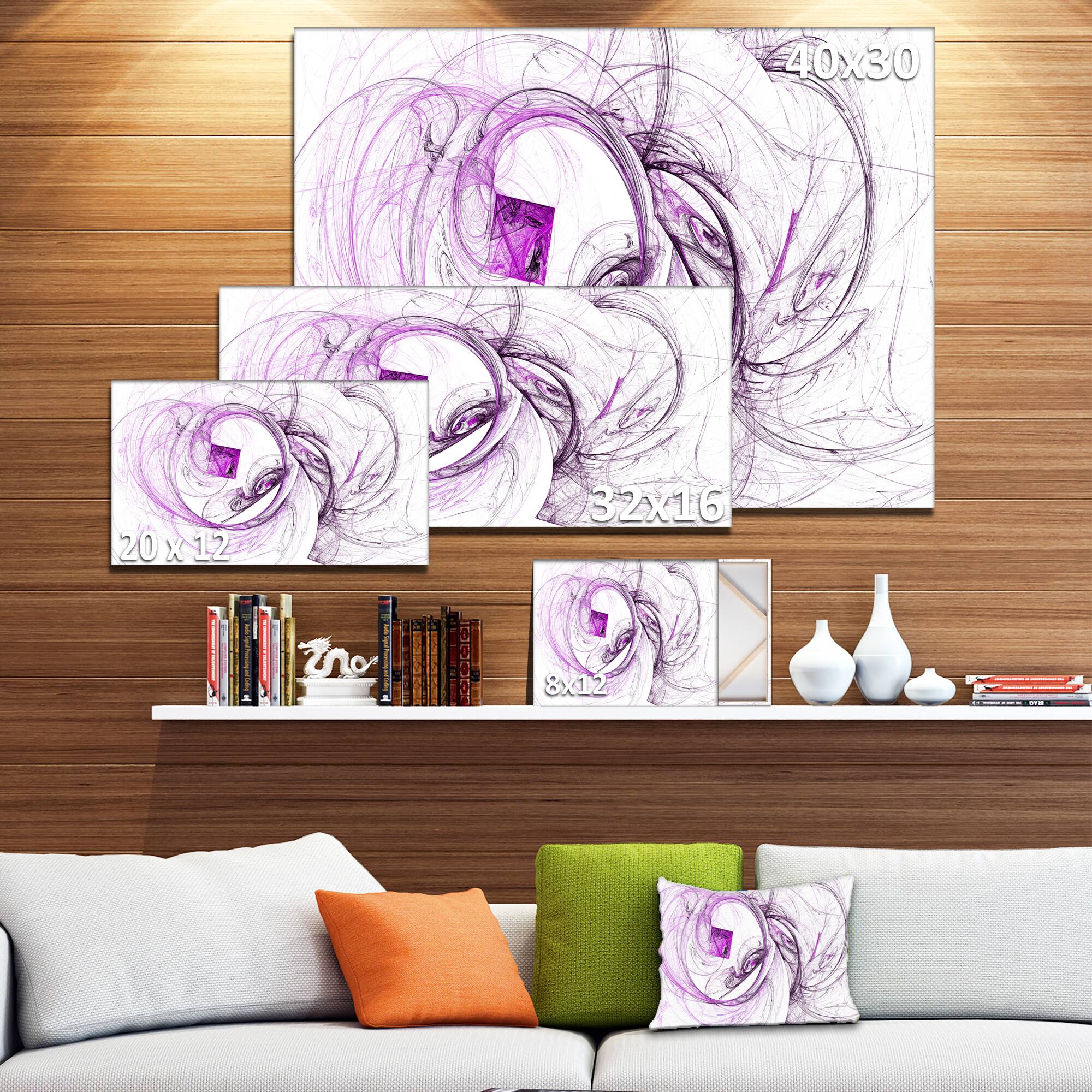 Designart - Billowing Smoke Purple - Abstract Canvas art print