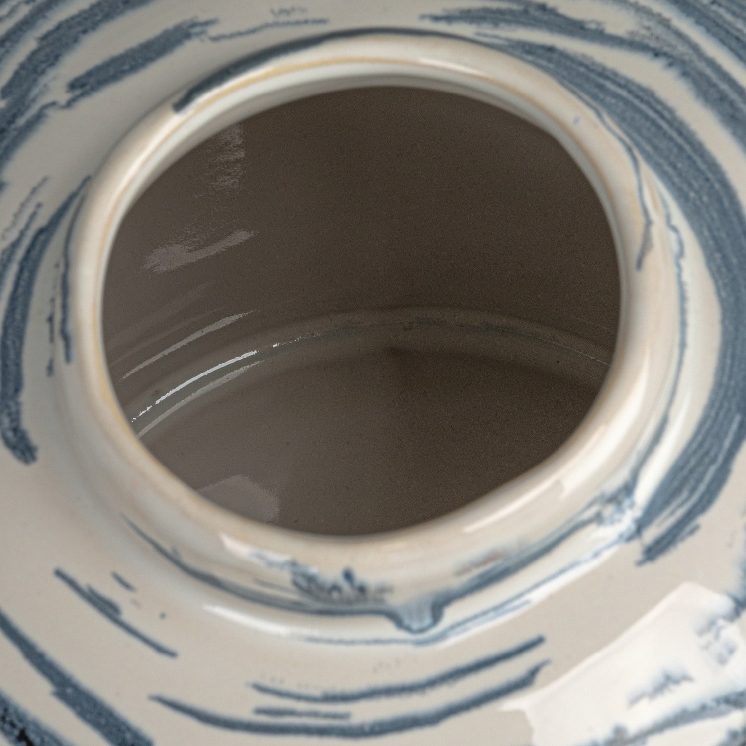 Hello Honey® Blue & White Striped Stoneware Ginger Jar with Reactive Glaze