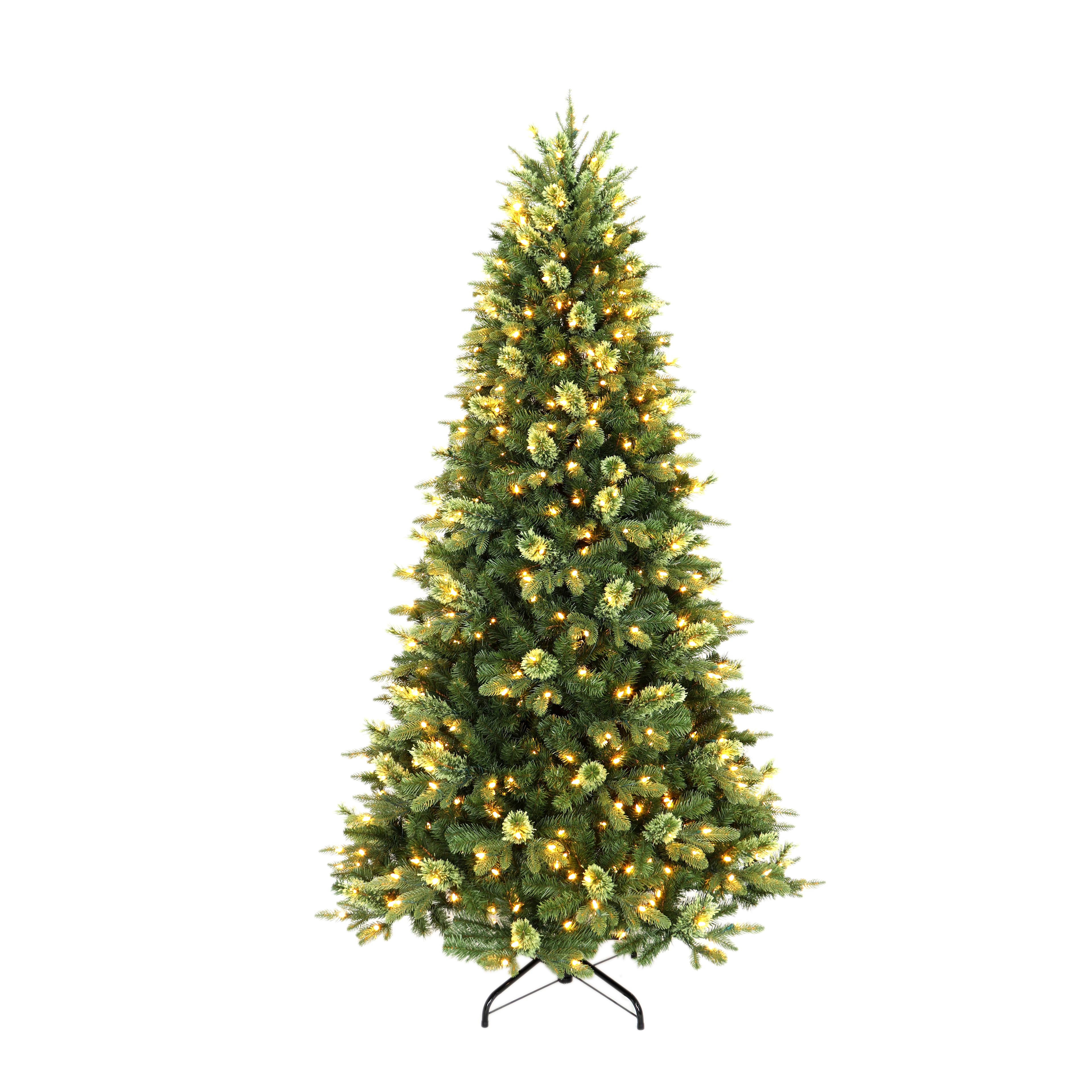 Arbre de No&#xEB;l &#xE9;pinette Jackson effil&#xE9; artificiel pr&#xE9;allum&#xE9; de 2,2&#xA0;m avec lumi&#xE8;res &#xE0; DEL blanc chaud d&#x27;Ashland