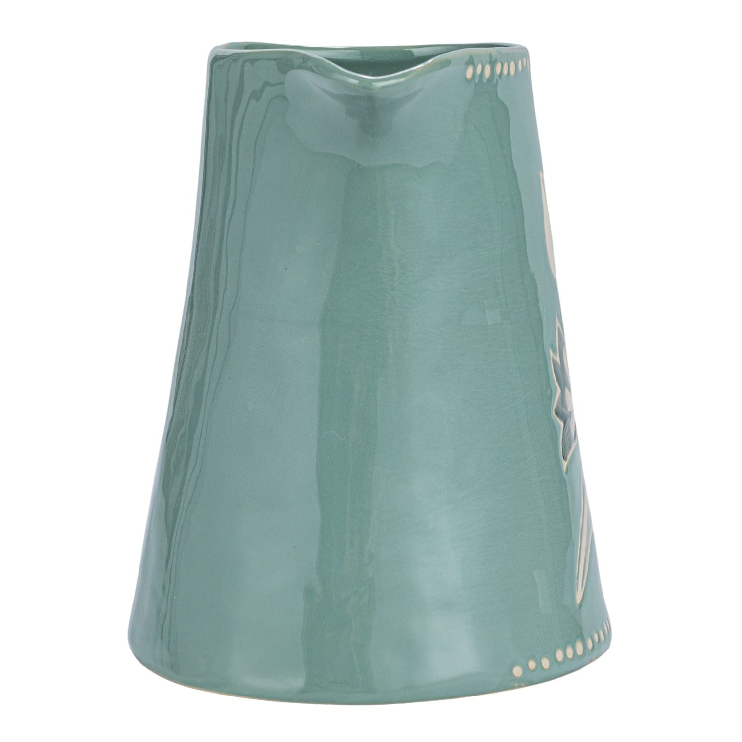 Hello Honey® 8" Blue Hand-Painted Wax Relief Pattern Stoneware Pitcher