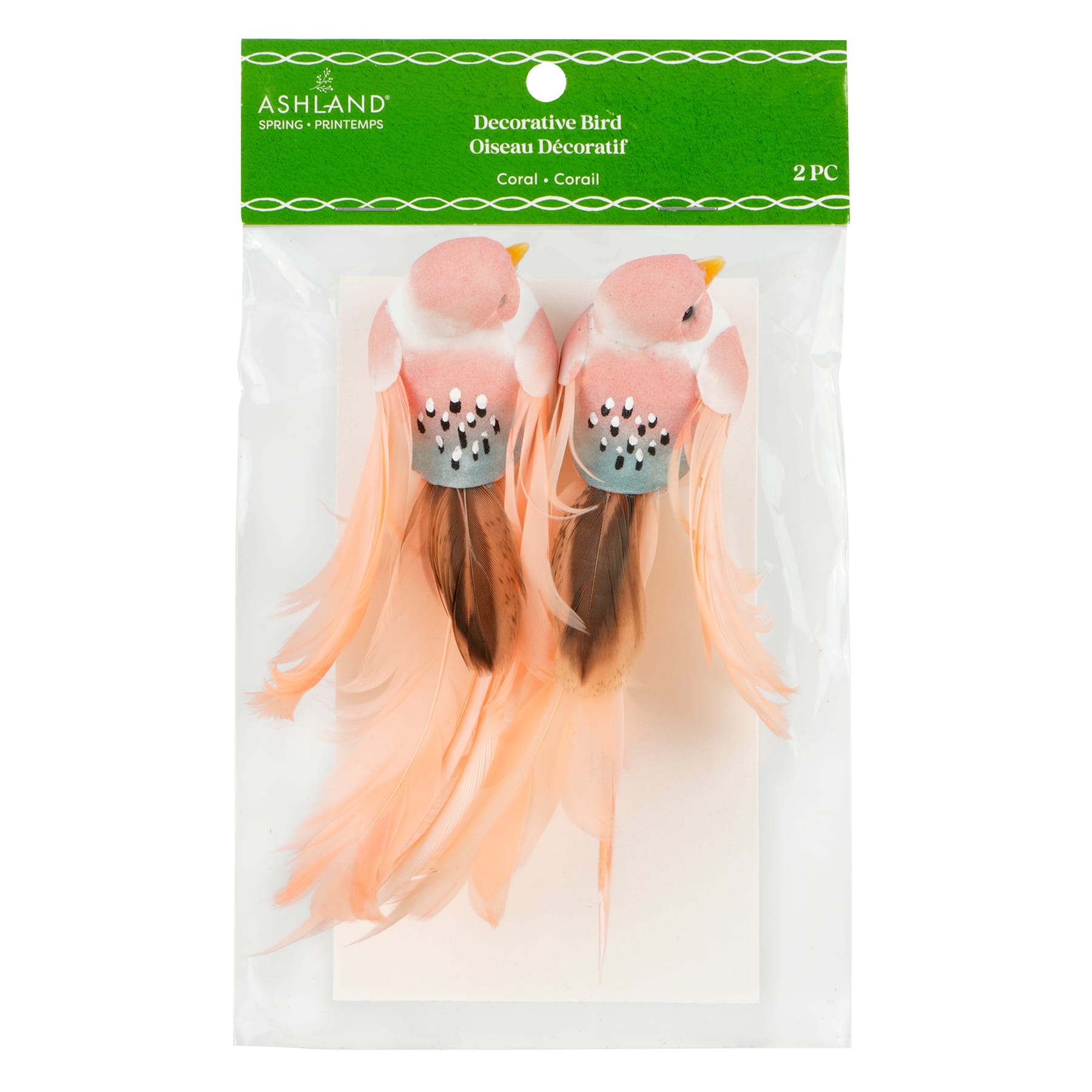 Coral Feather Decorative Bird by Ashland&#xAE;, 2ct.
