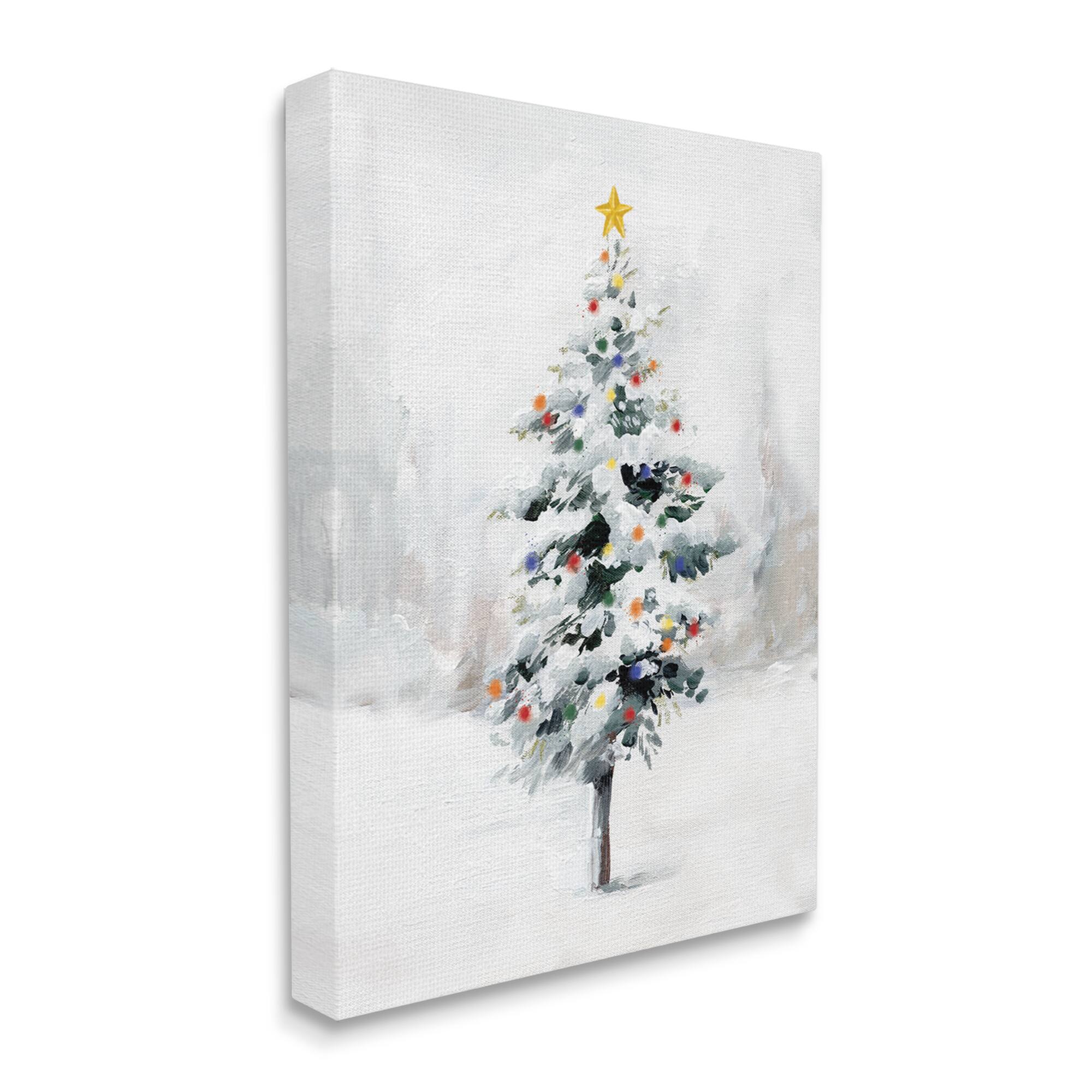 Stupell Industries Snowy Christmas Tree Landscape Canvas Wall Art