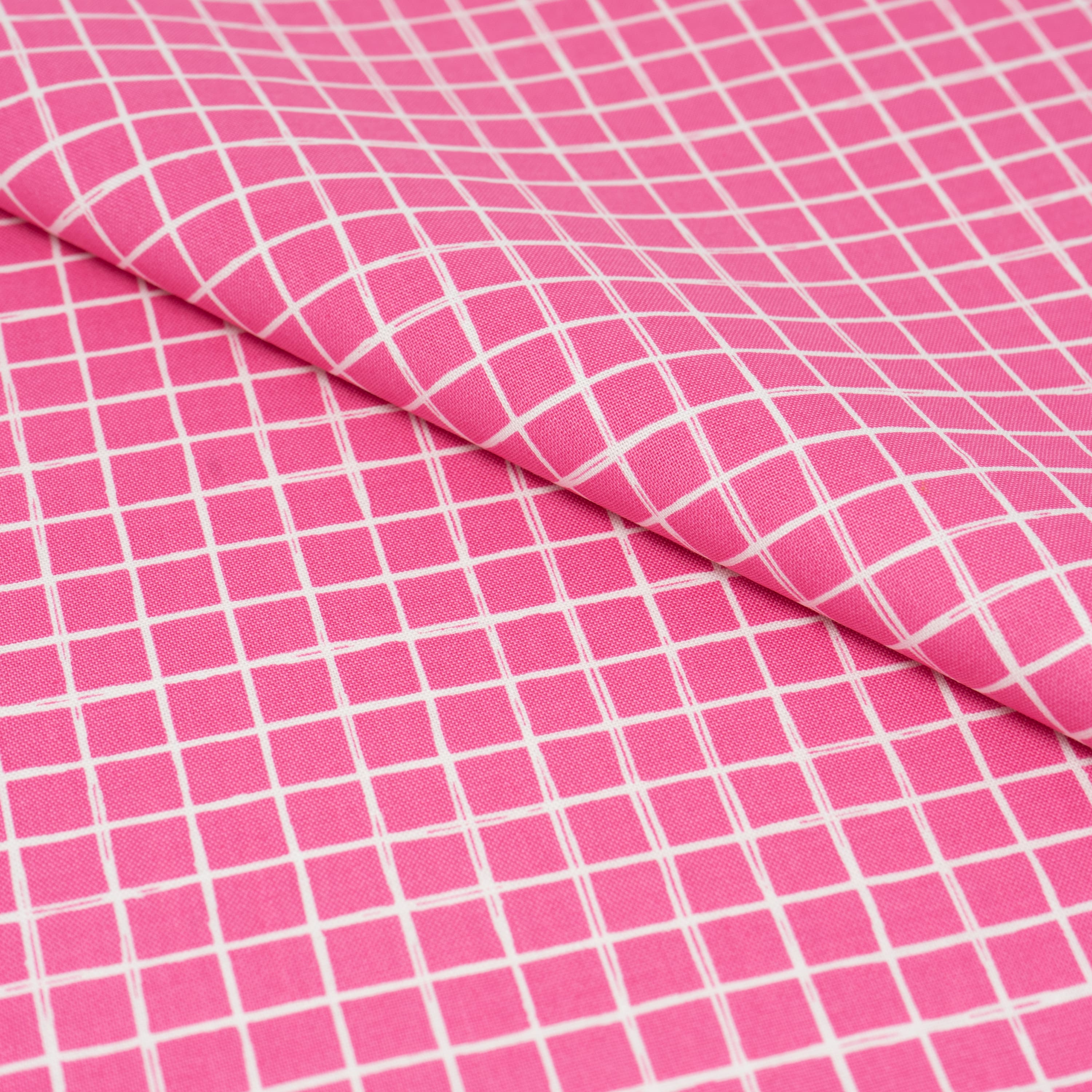 SINGER Pink Plaid Cotton Fabric