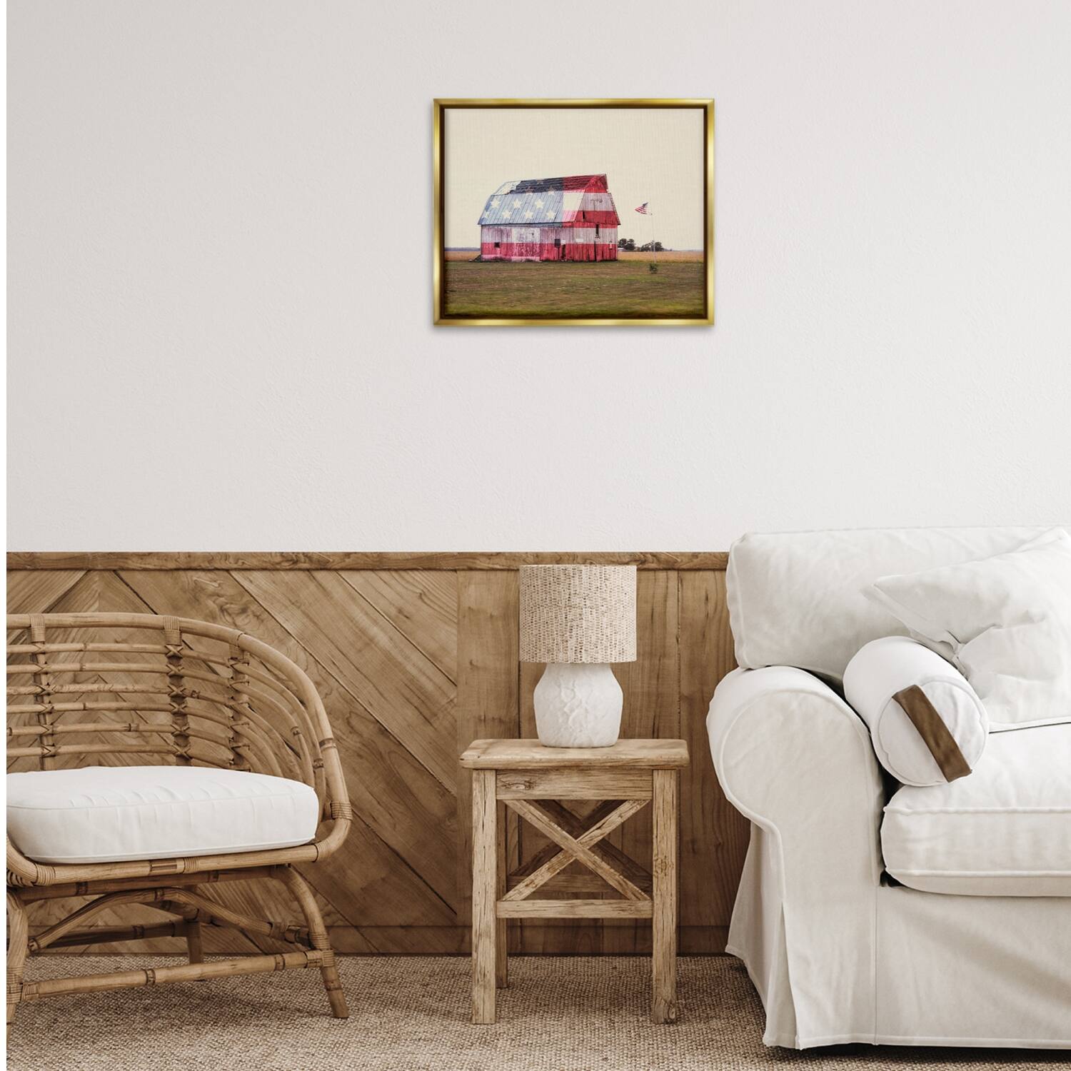 Stupell Industries Americana Farmhouse Barn Floater Framed Art