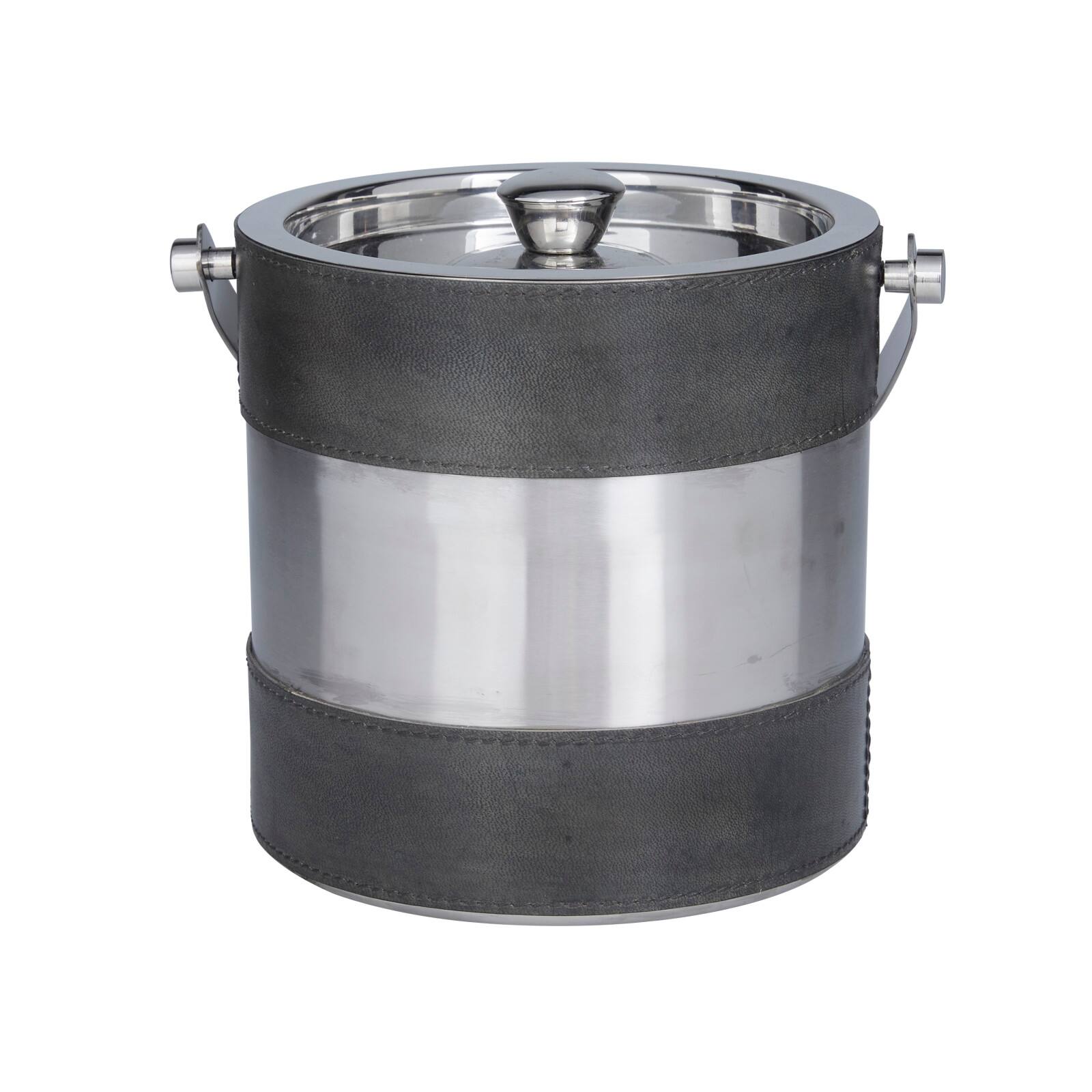 The Novogratz Grey Modern Ice Bucket, 8" x 7" x 12"
