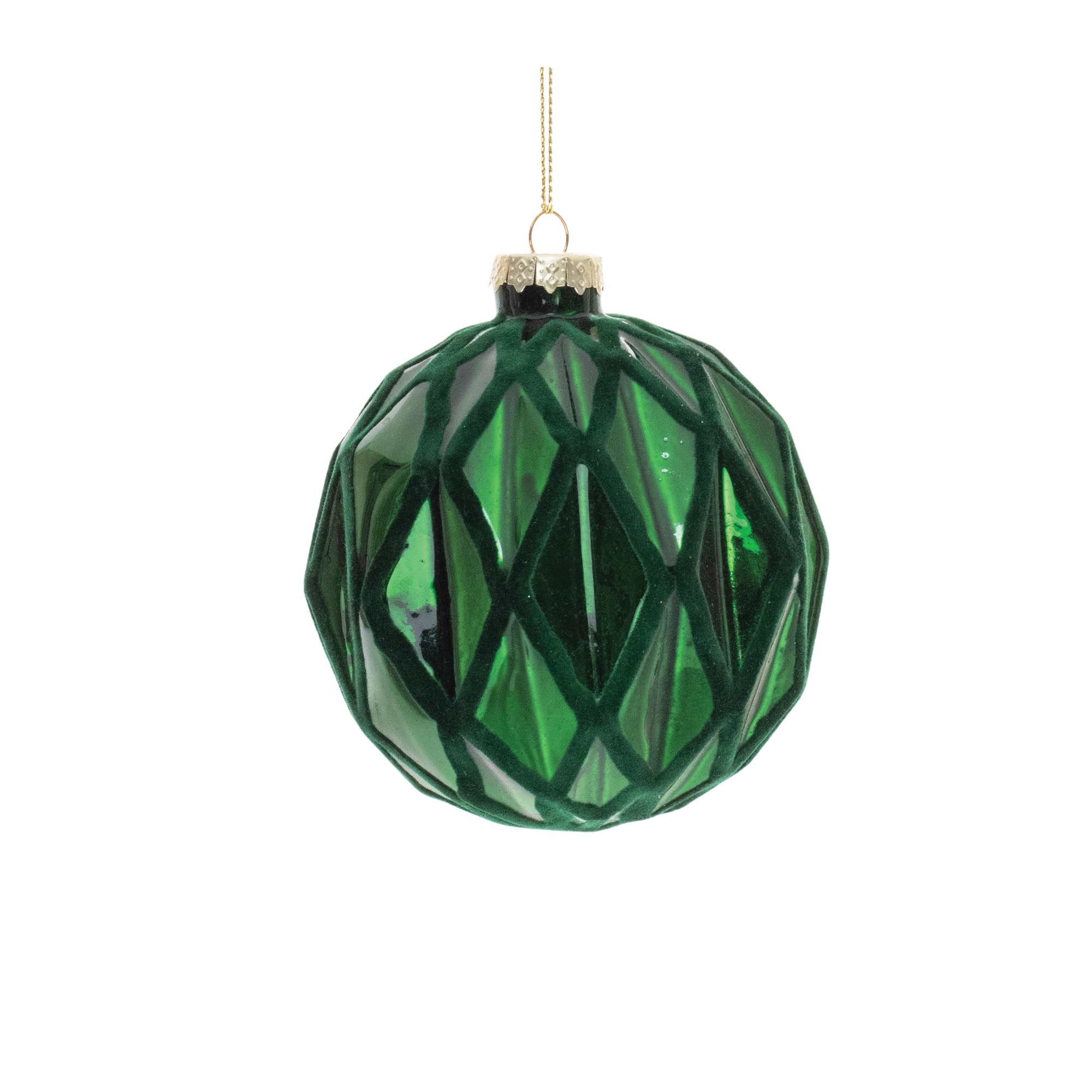 6 Pack Green Textured Harlequin Glass Ornaments