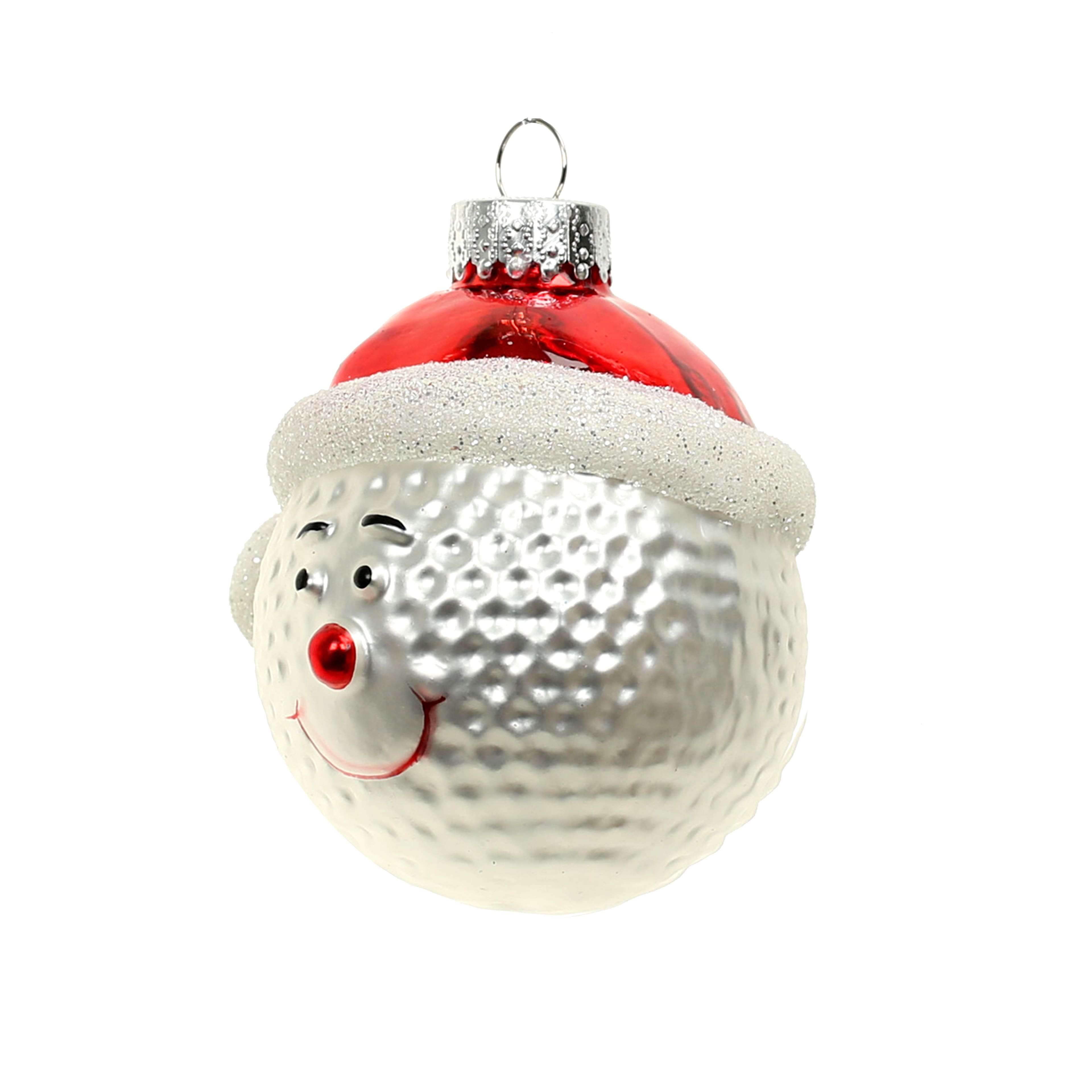 3&#x22; White Golf Ball in Santa Hat Glass Ornament by Ashland&#xAE;