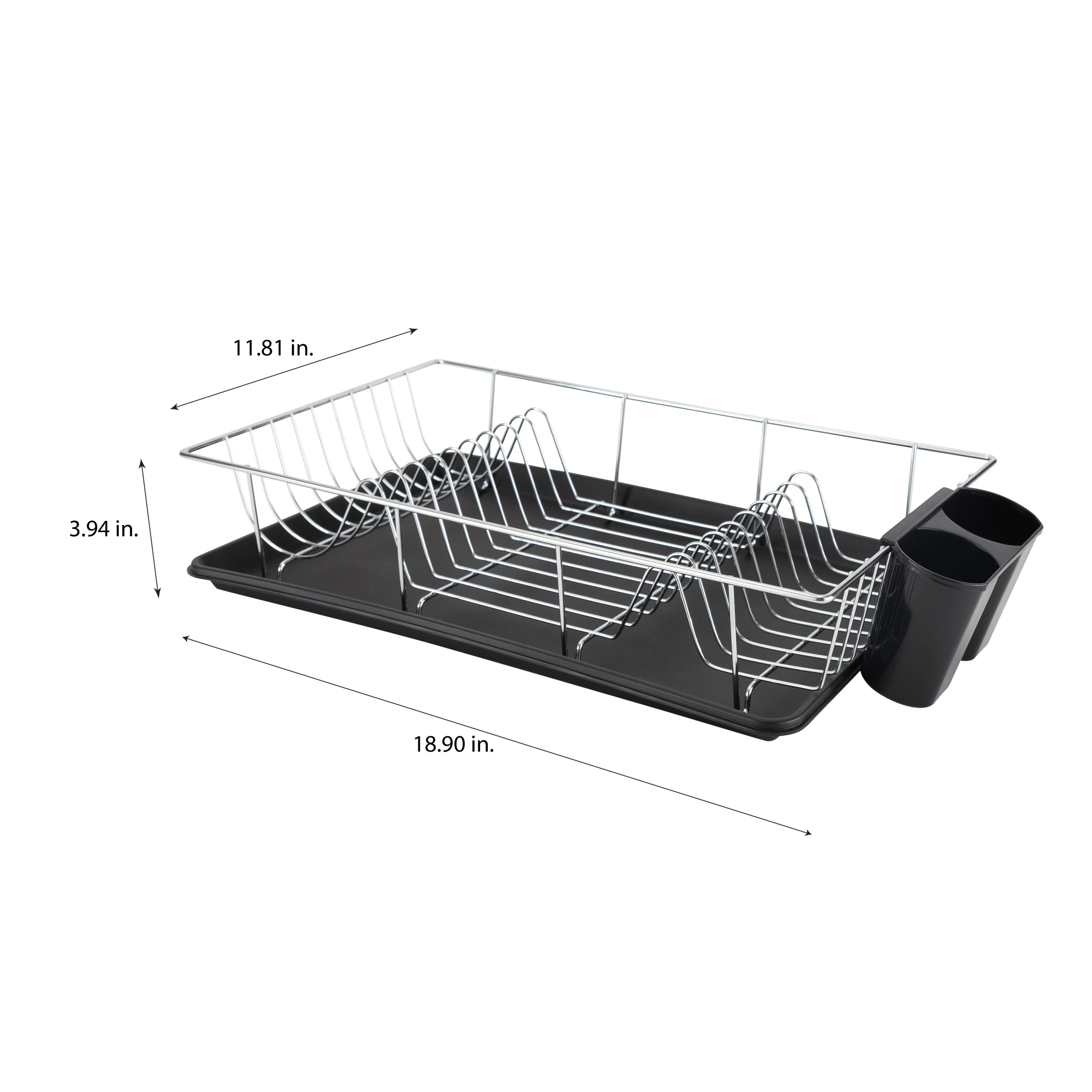 Kitchen Details 3-Piece Chrome Dish Rack with Tray