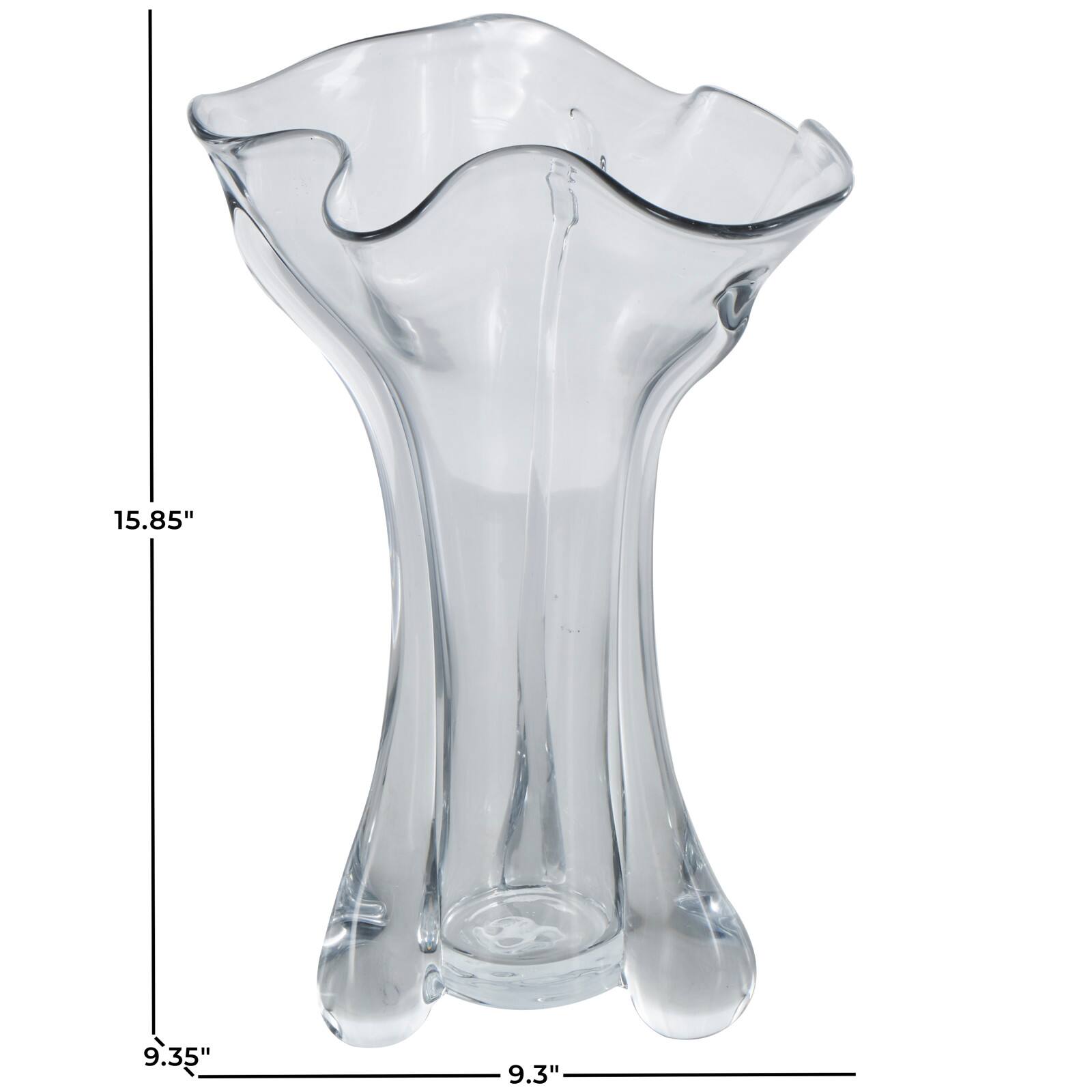 Clear Abstract Fluted Tulip Glass Vase