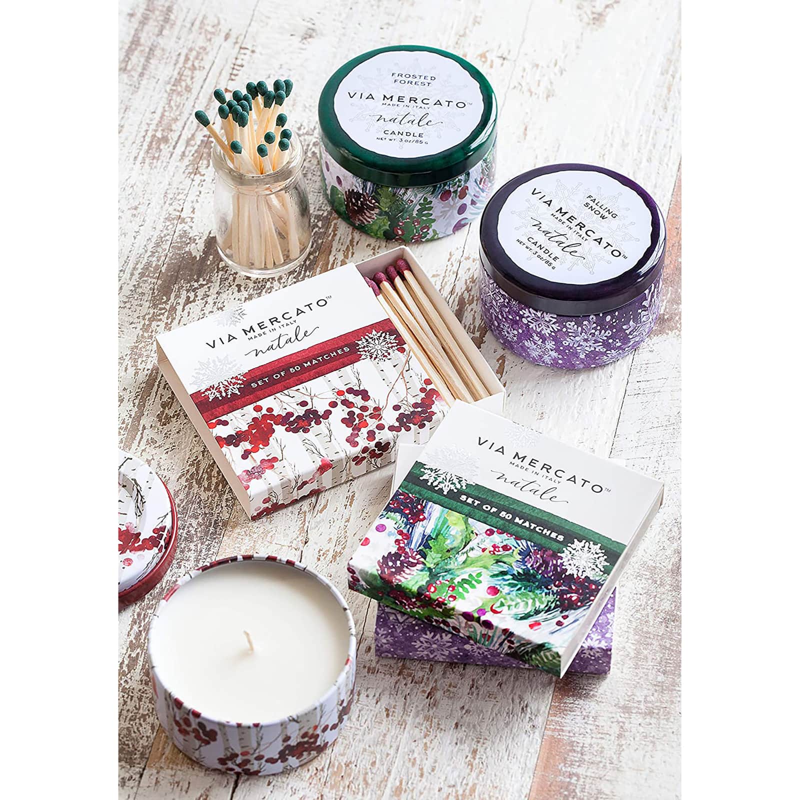 European Soaps Falling Snow Natale Match Box Set, 50ct.