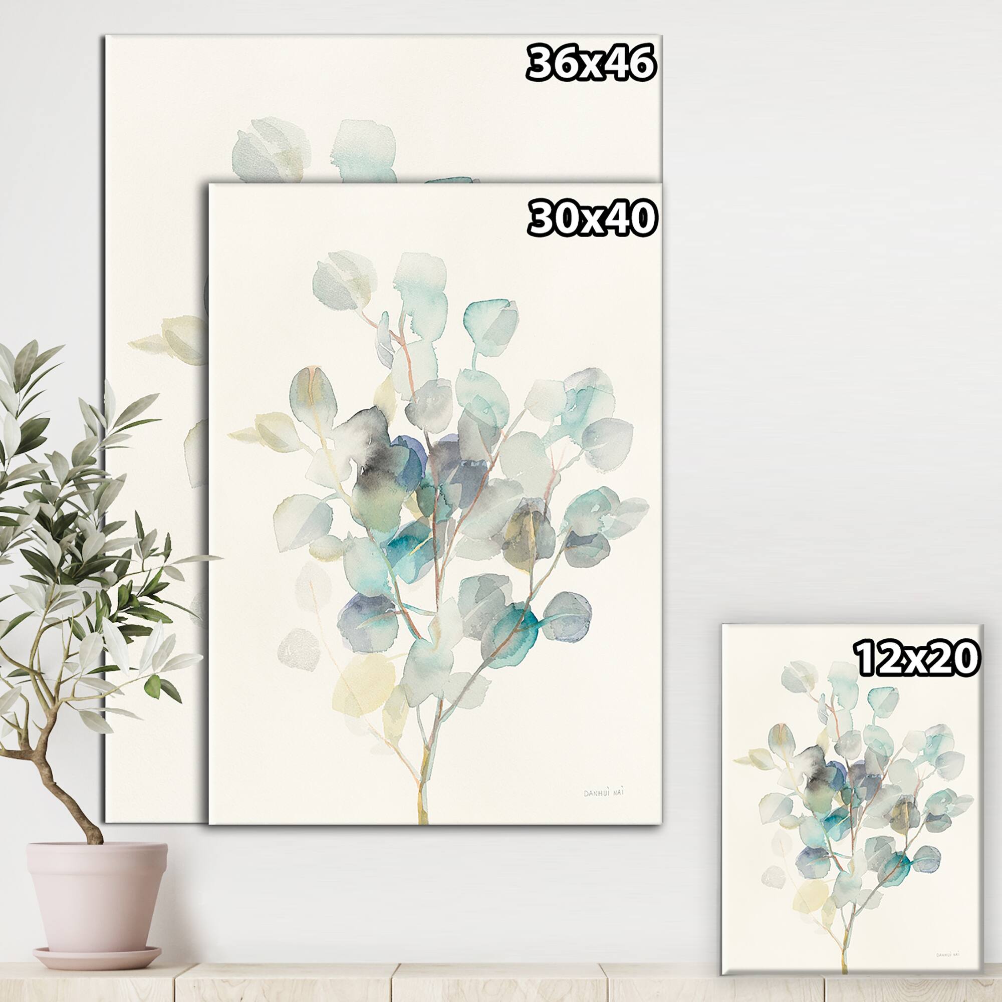 Designart - Eucalyptus leaves I - Farmhouse Premium Canvas Wall Art