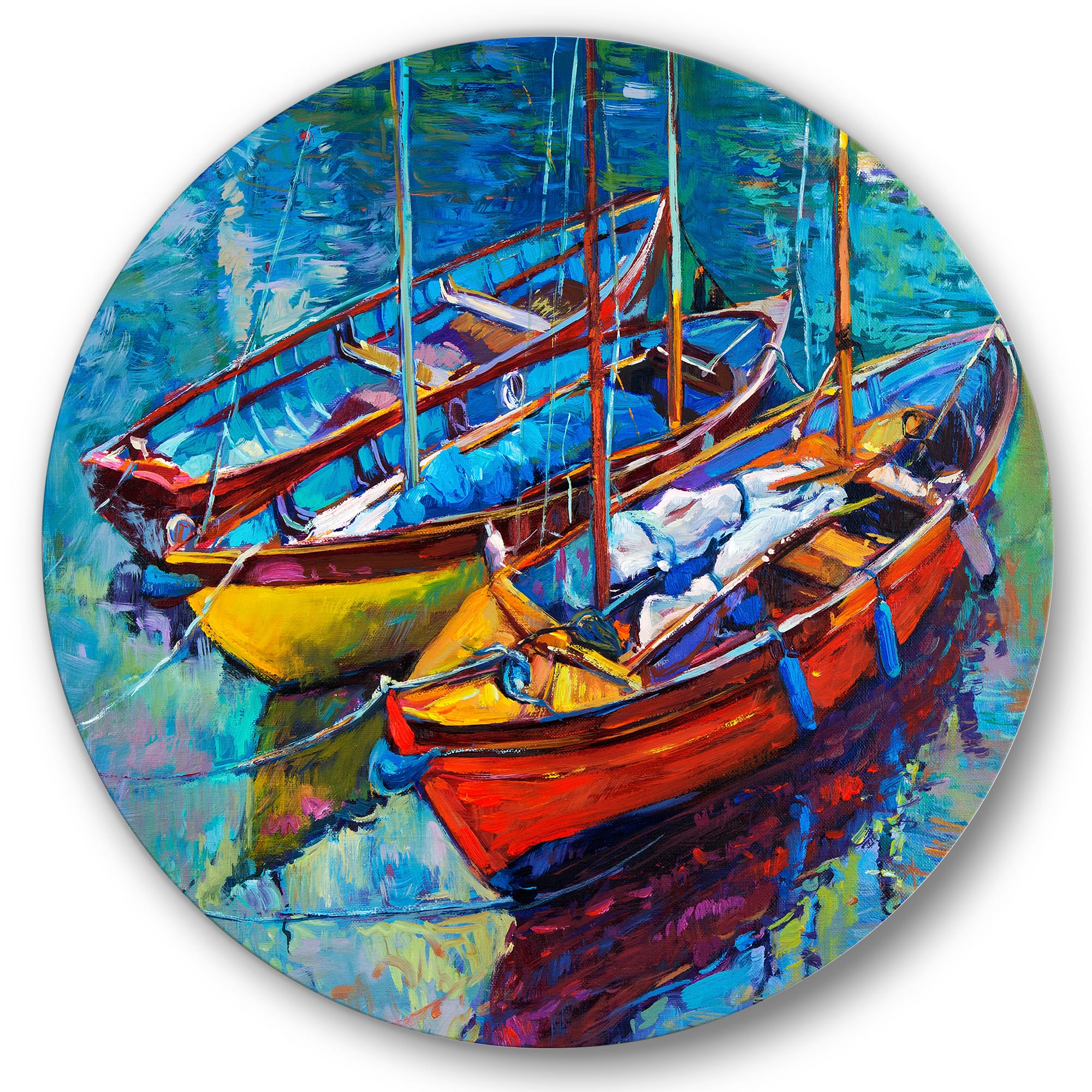 Designart - Three Boats In The Harbor