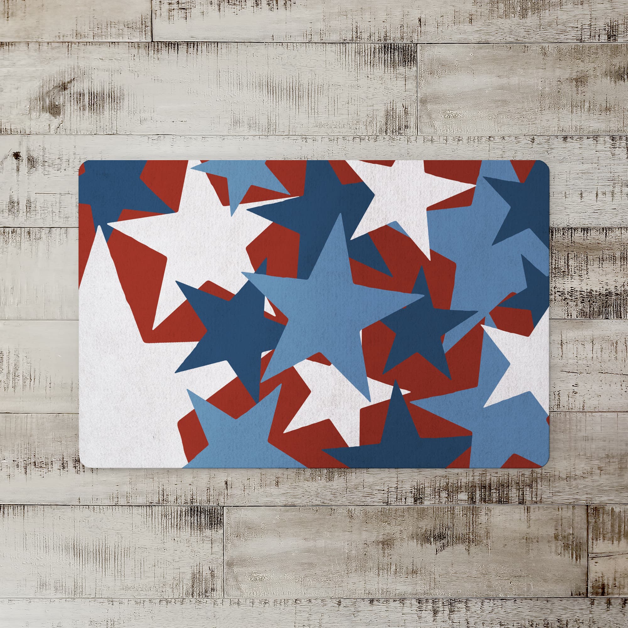 Designs Direct Red, White &#x26; Blue Star Pattern Floor Mat