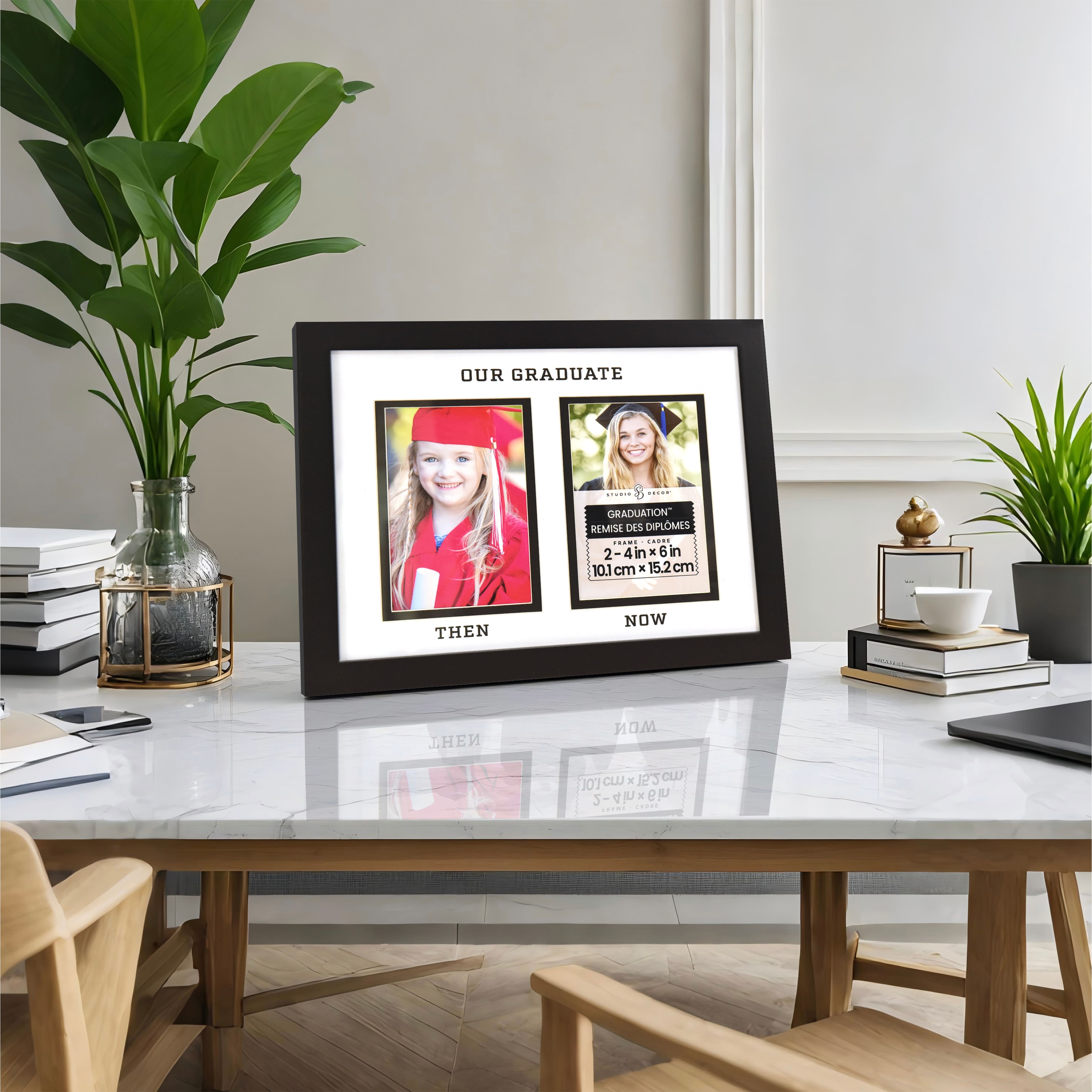 2 Opening Graduation&#x2122; 4&#x22; x 6&#x22; Black Then &#x26; Now Frame with Mat by Studio D&#xE9;cor&#xAE;
