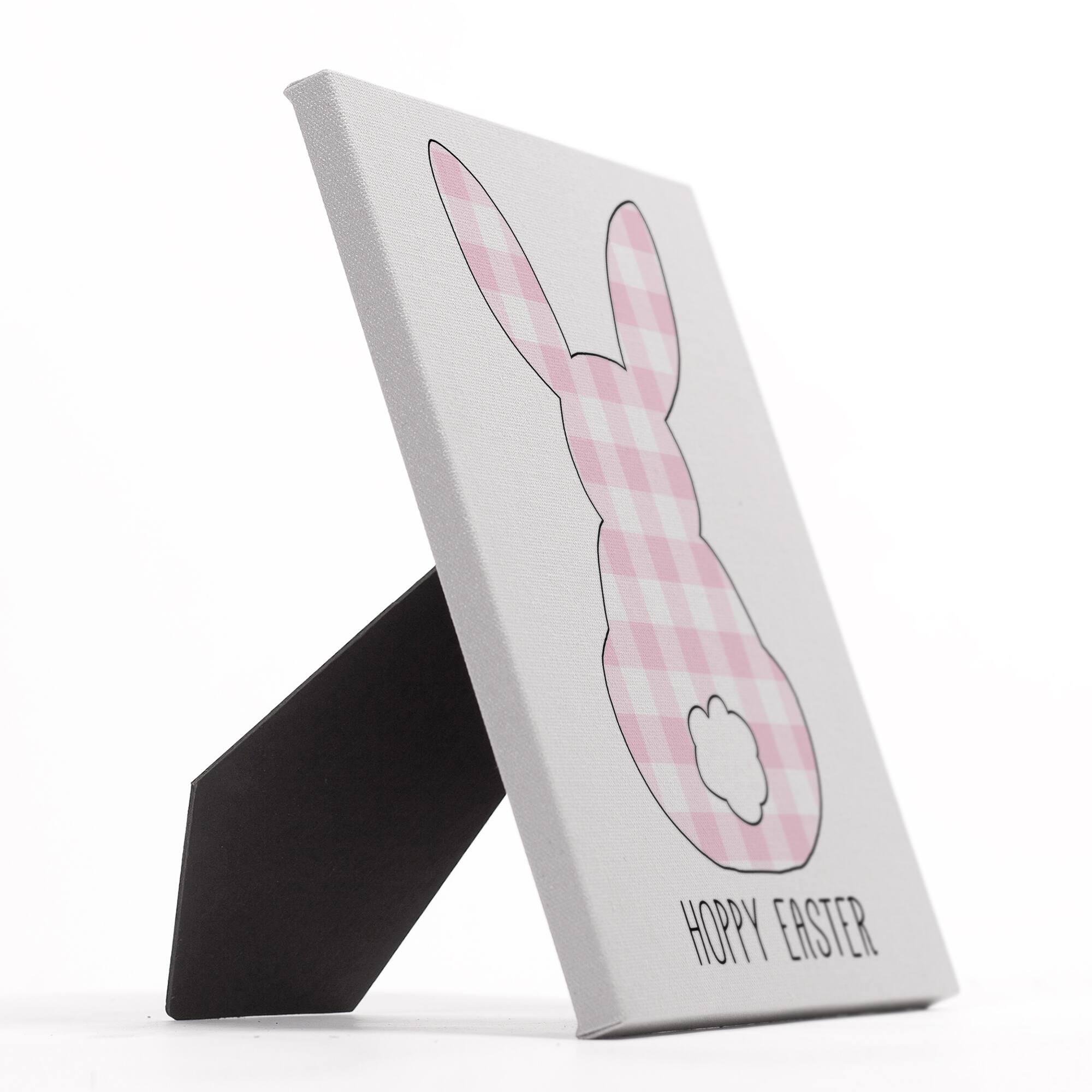 Pink Buffalo Check Bunny Silhouette Tabletop Canvas